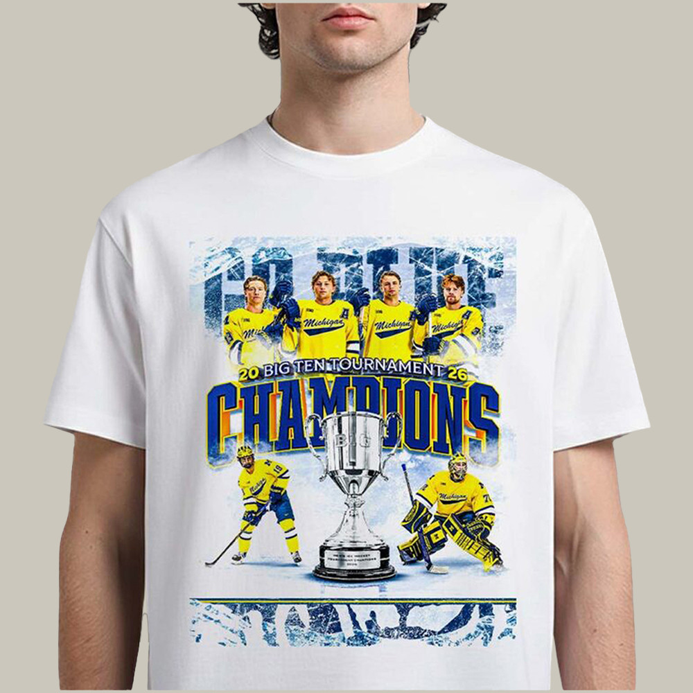 Michigan Wolverines Men's Ice Hockey T-Shirt Big Tournament Champions Shirt Gift For Dad