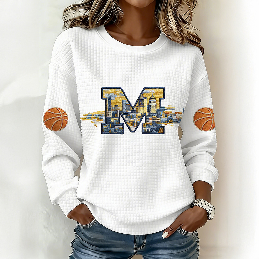 Michigan Wolverines Merch Game Day Sweatshirt Basketball Gift For Women