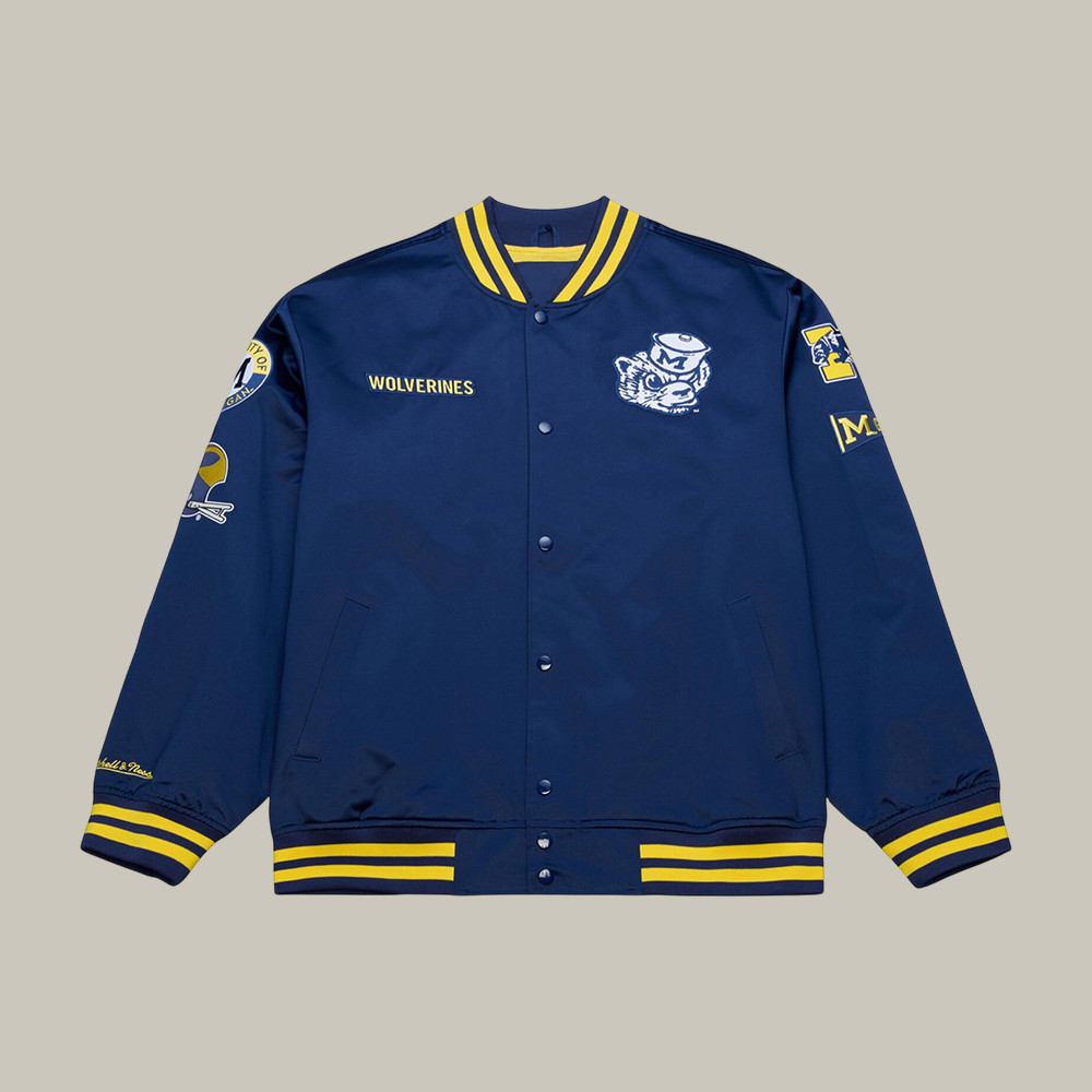 Michigan Wolverines Mitchell & Ness Bomber Jacket March Madness Final Four Apparel Gift For Fans