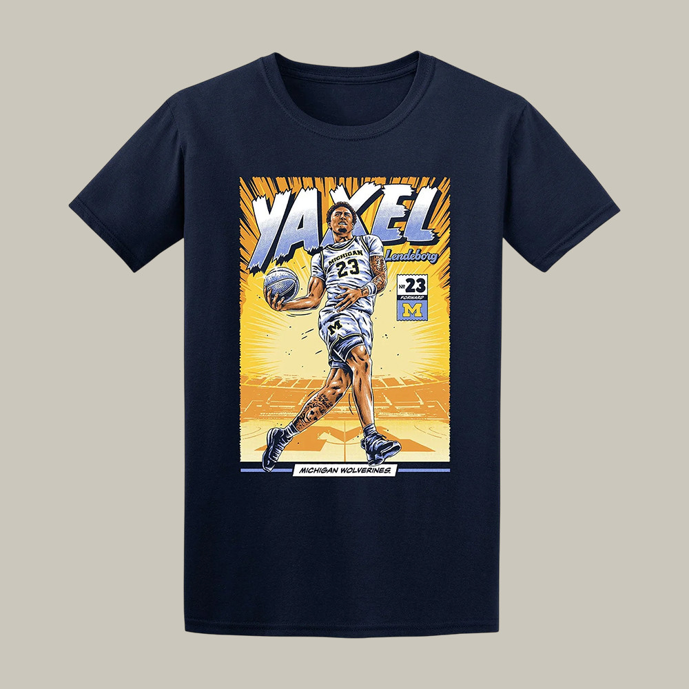 Michigan Wolverines NCAA Men's Basketball T-Shirt Yaxel Lendeborg Merch Basketball Gear