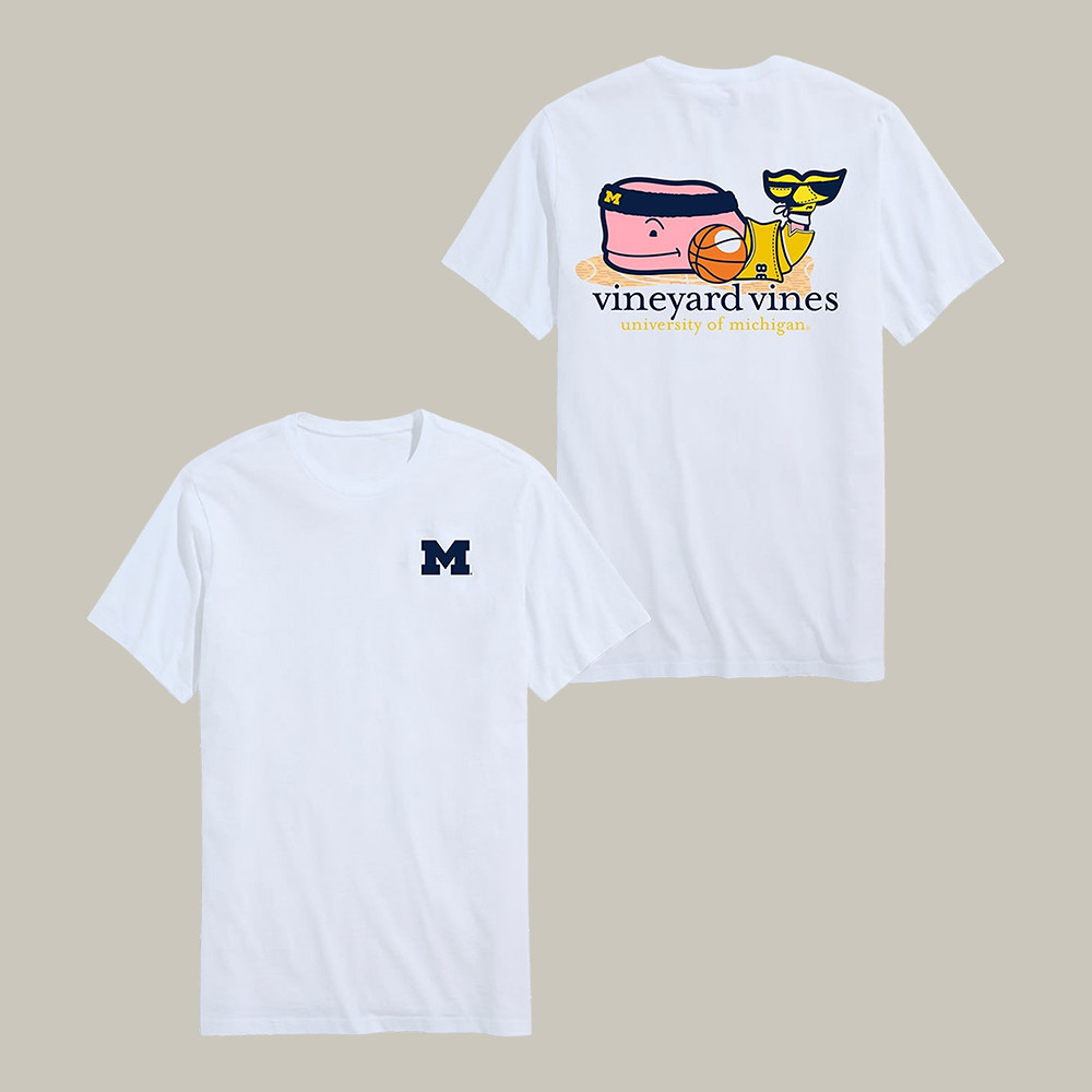 Michigan Wolverines Whale Basketball T-Shirt Michigan Wolverines Merch Best Gift For Fans