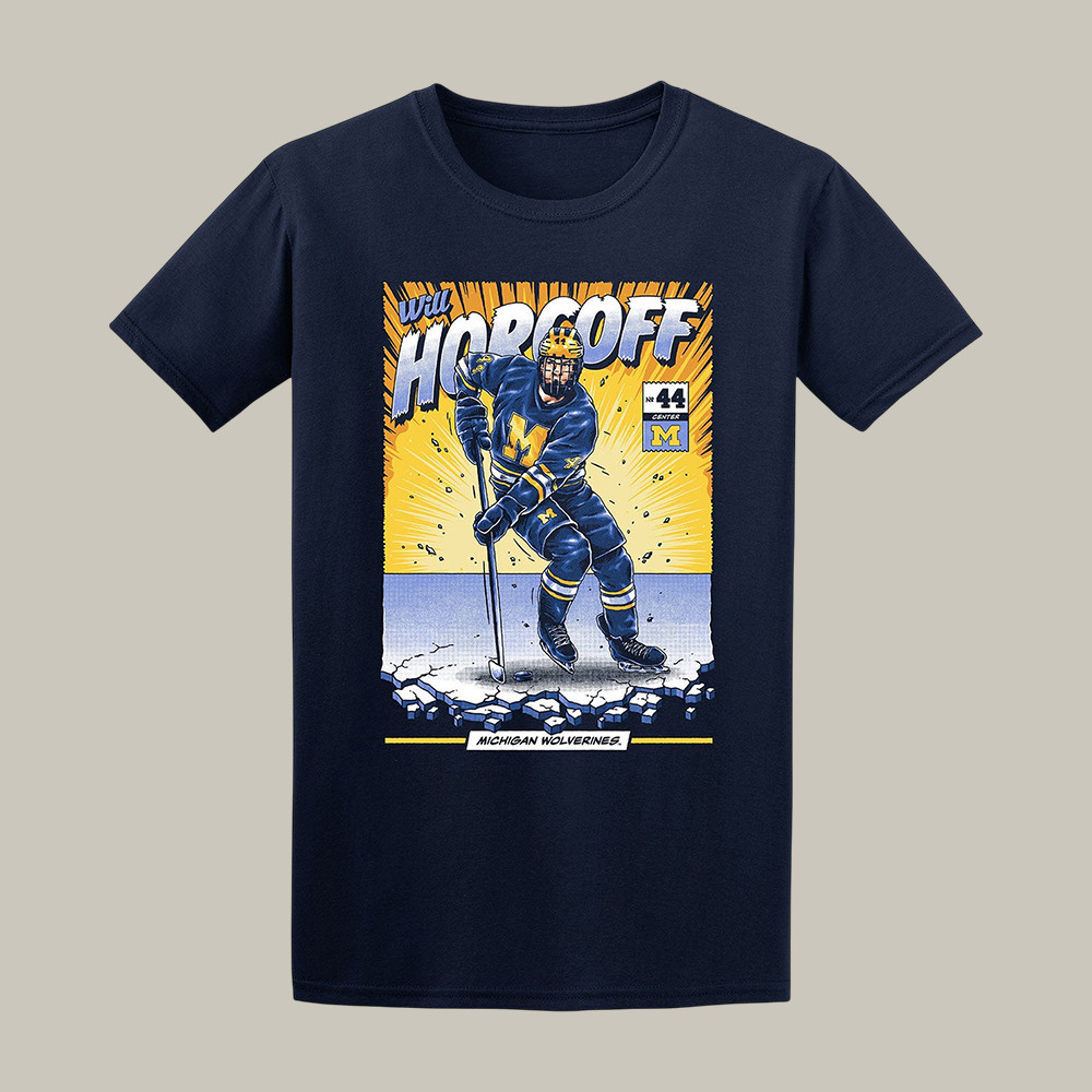 Michigan Wolverines Will Horcoff Ice Hockey T-Shirt 2026 Big Ten Tournament Champions Merch