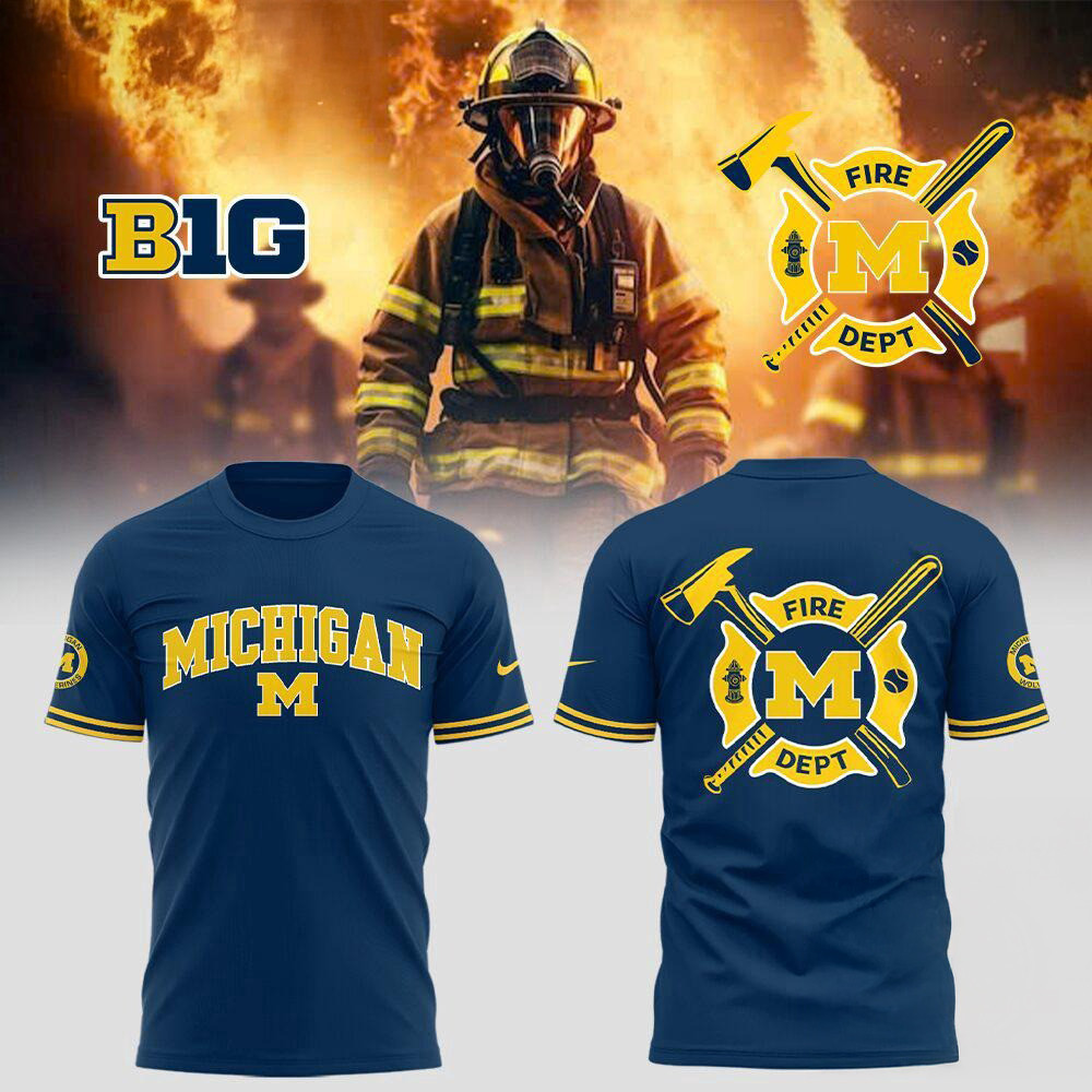 Michigan Wolverines x Firefighter Appreciation Night T-Shirt Football Fan Gift Ideas