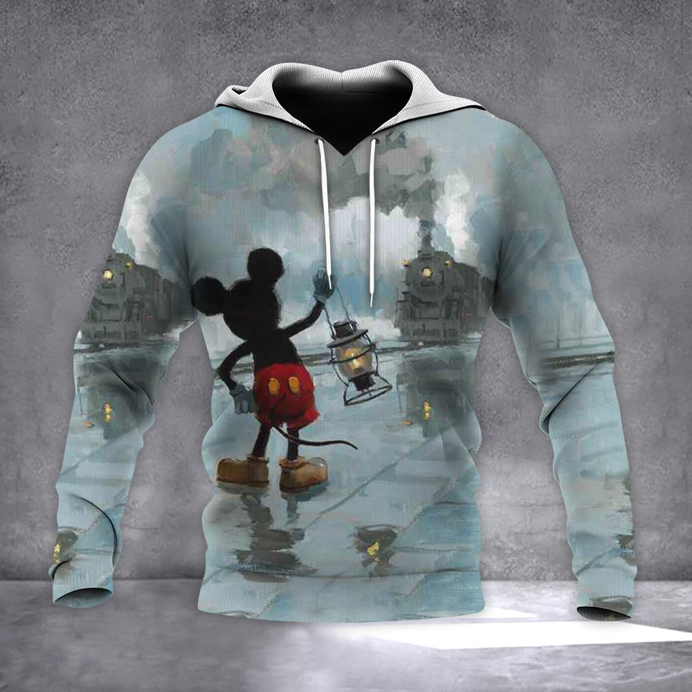 Mickey Mouse Train Hoodie Mouse Lovers Cartoon Hoodie Gifts For Men