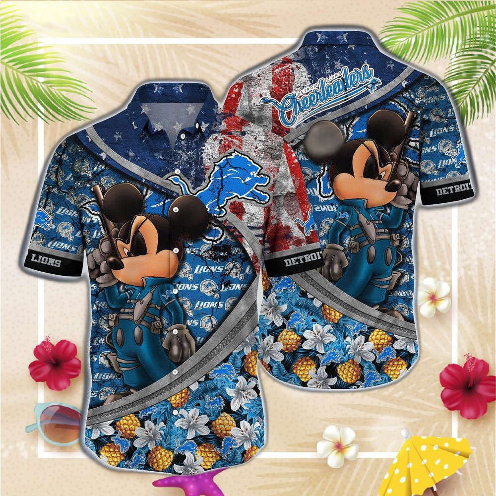 Mickey NFL Detroit Lions Hawaiian Shirt Detroit Lions NFL Vintage Aloha Shirt