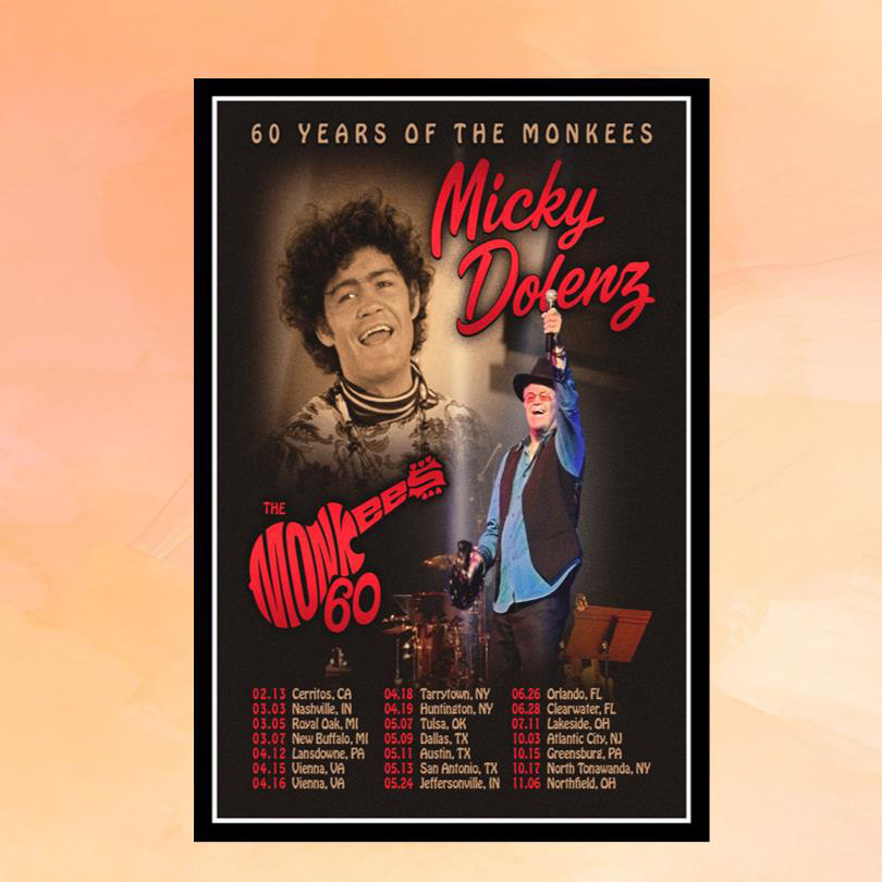 Micky Dolenz Merch 60 Years Of The Monkees Tour 2026 Poster Wall Art Decor Fan Gifts