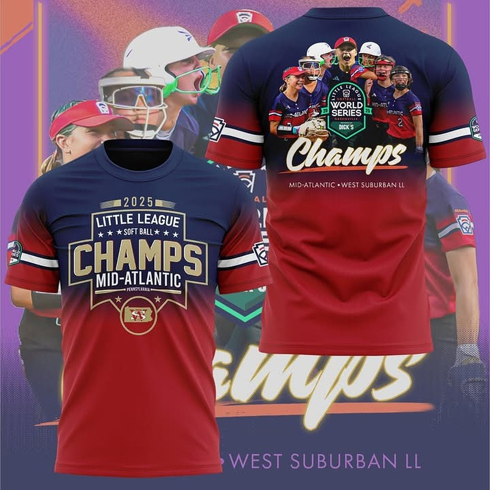 Mid-Atlantic Champions Little League Softball T-Shirt 2025 Best Gift For Softball Fans