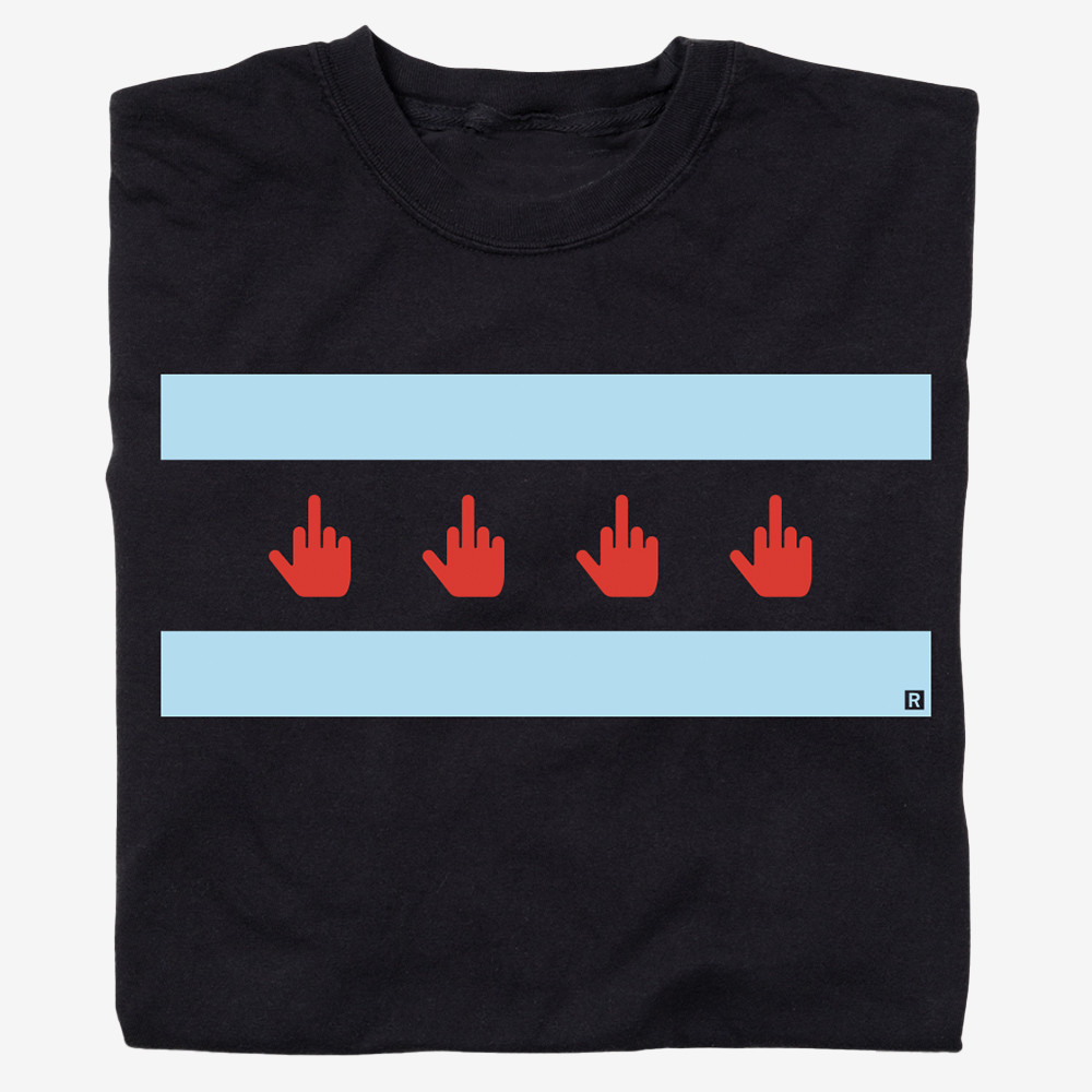 Middle Finger Chicago Flag T-Shirt Patriotic Chicago Merchandise Funny Gift Ideas