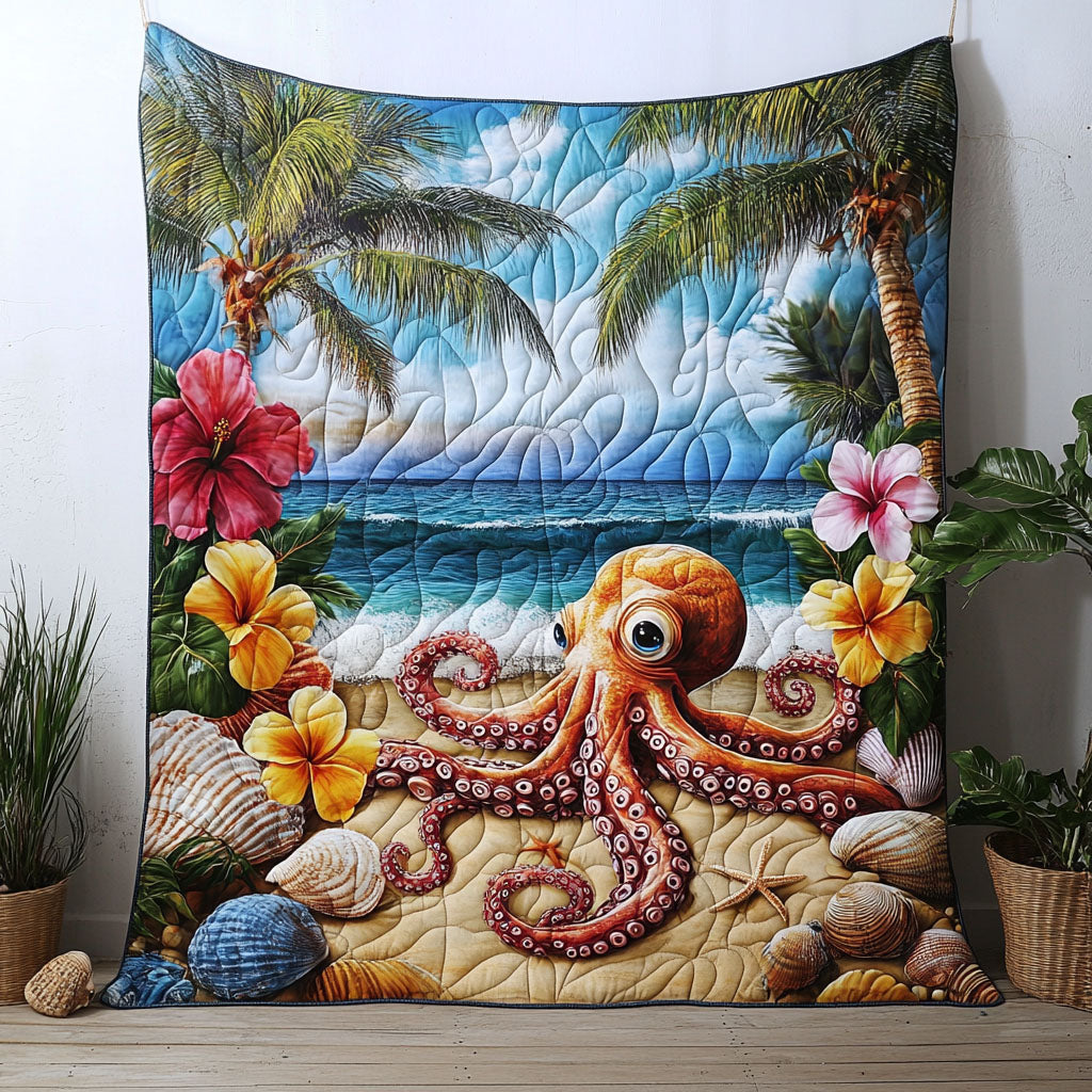 Midnight Arms Quilted Blanket Holiday Throw Blanket Gifts For Octopus Lovers
