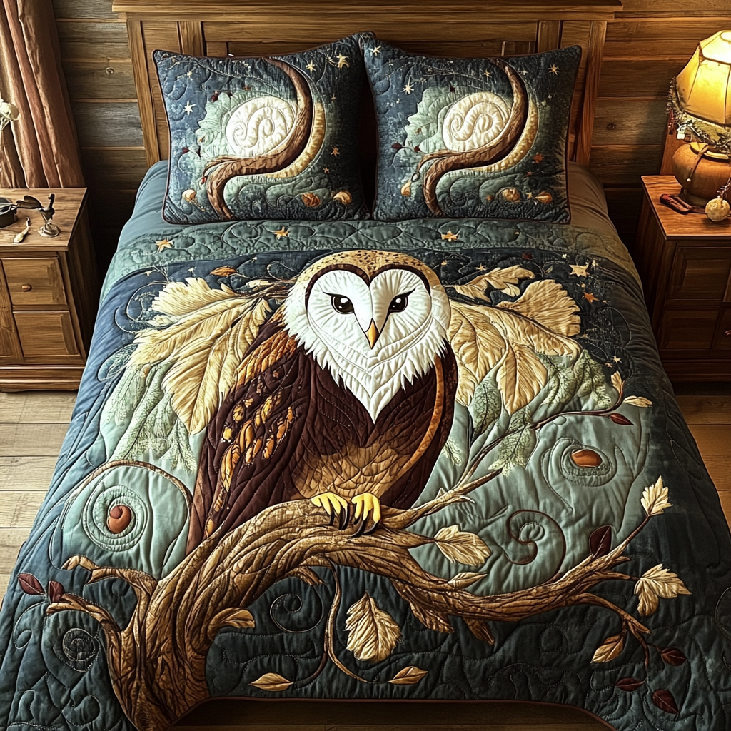 Midnight Barn Owl Quilted Bedding Set Bedroom Decorations Gifts With Owls On Them