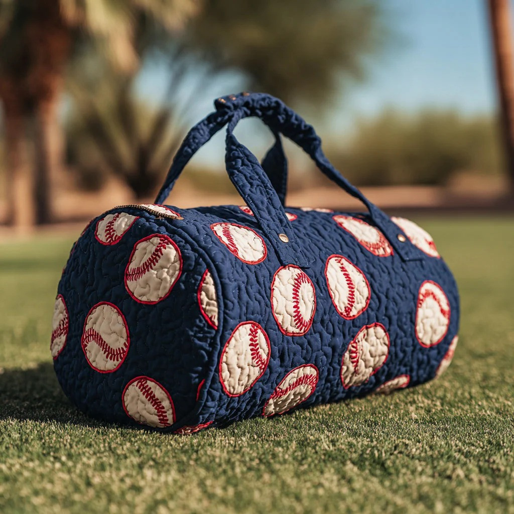 Midnight Baseball Quilted Duffle Bag Sports Fan Travel Bag Best Gift For Baseball Lovers