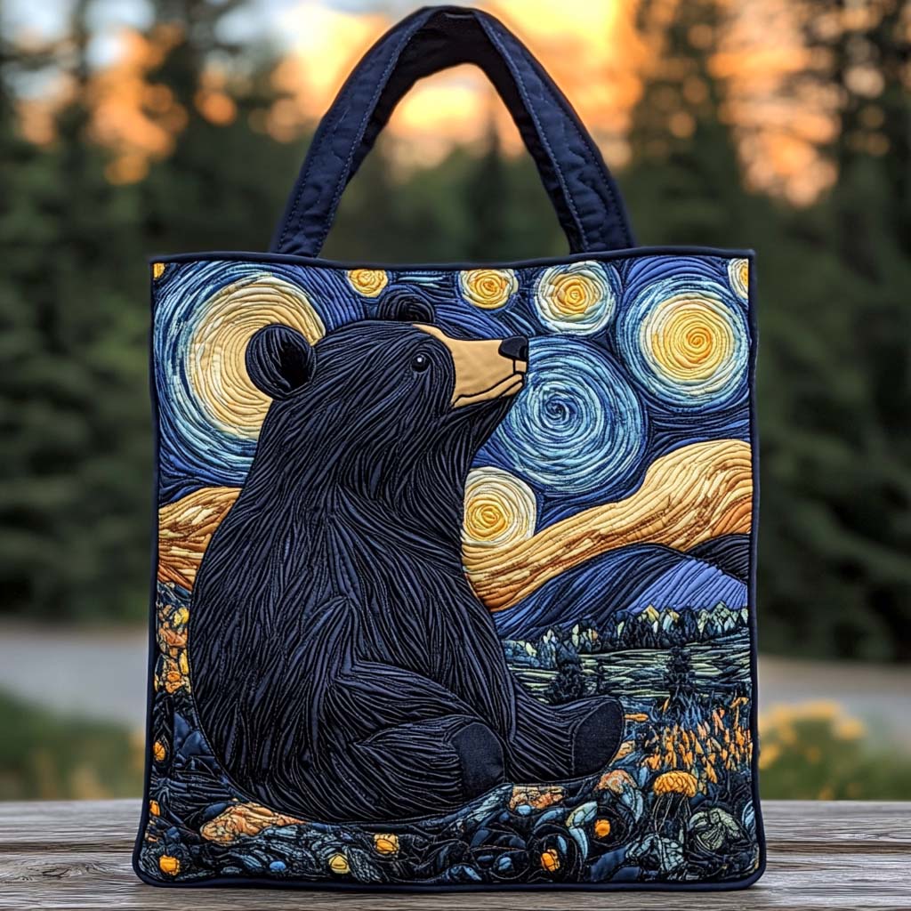 Midnight Bear Dreams Quilted Tote Bag Bear Lovers Gifts For Him