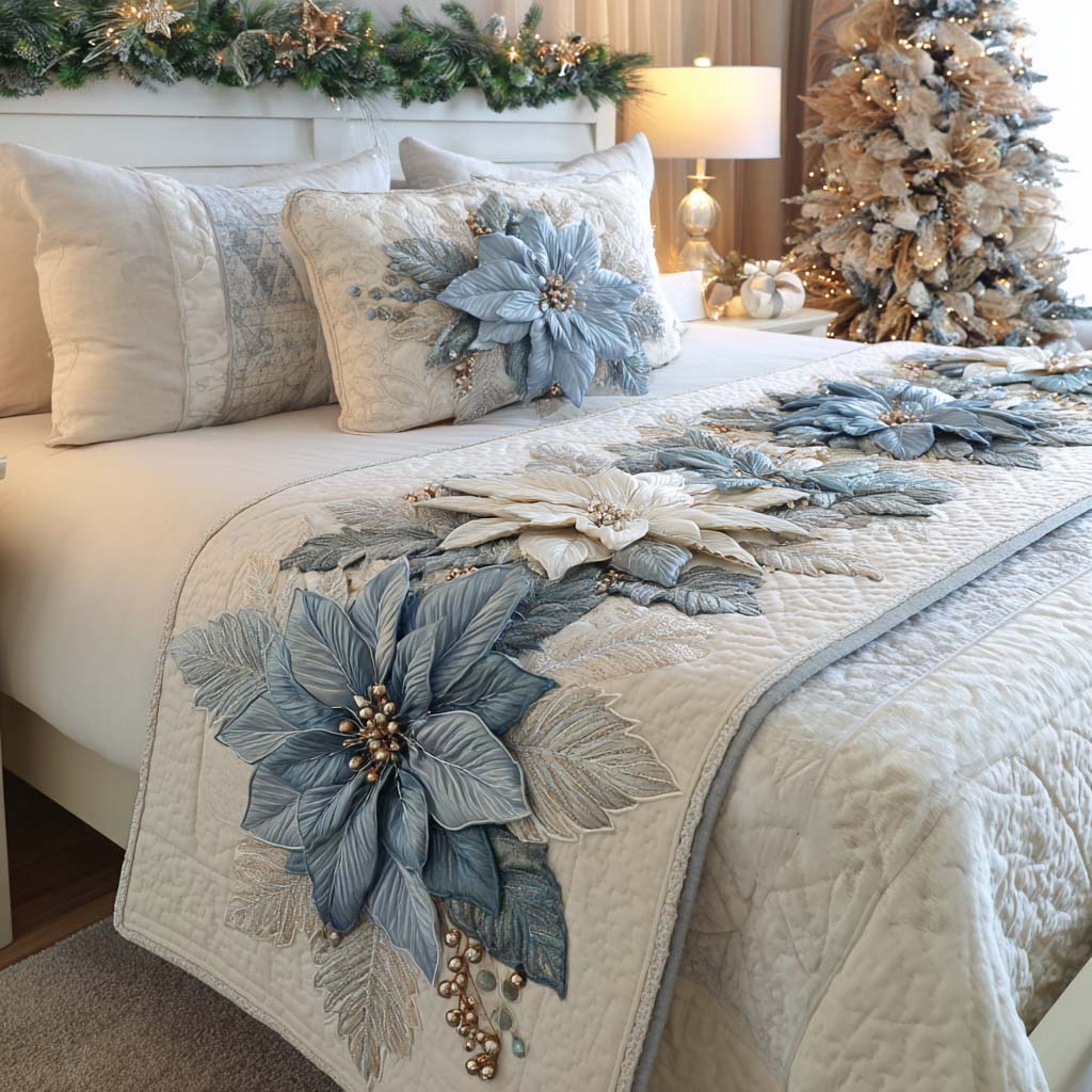 Midnight Bloom Quilted Bed Runner Christmas Bedding Ideas Christmas Gift Ideas 2025