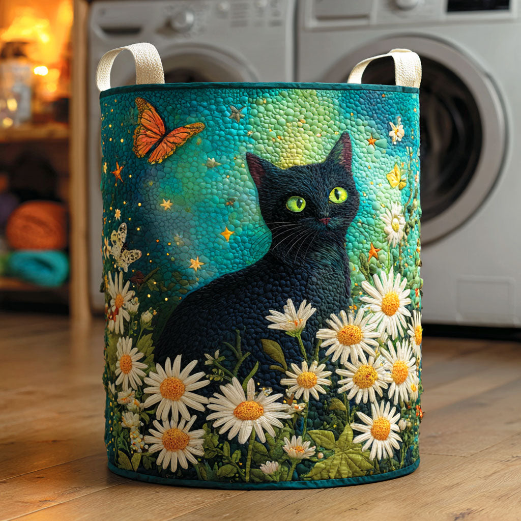 Midnight Blossom Quilted Laundry Basket Merch For Family Time