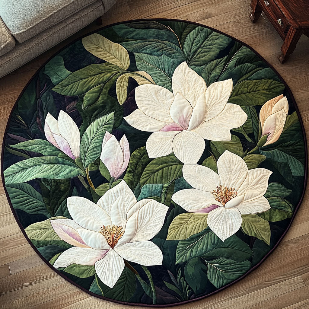 Midnight Blossom Quilted Round Mat Entryway Rug Ideas Flower Daisy Presents Gifts