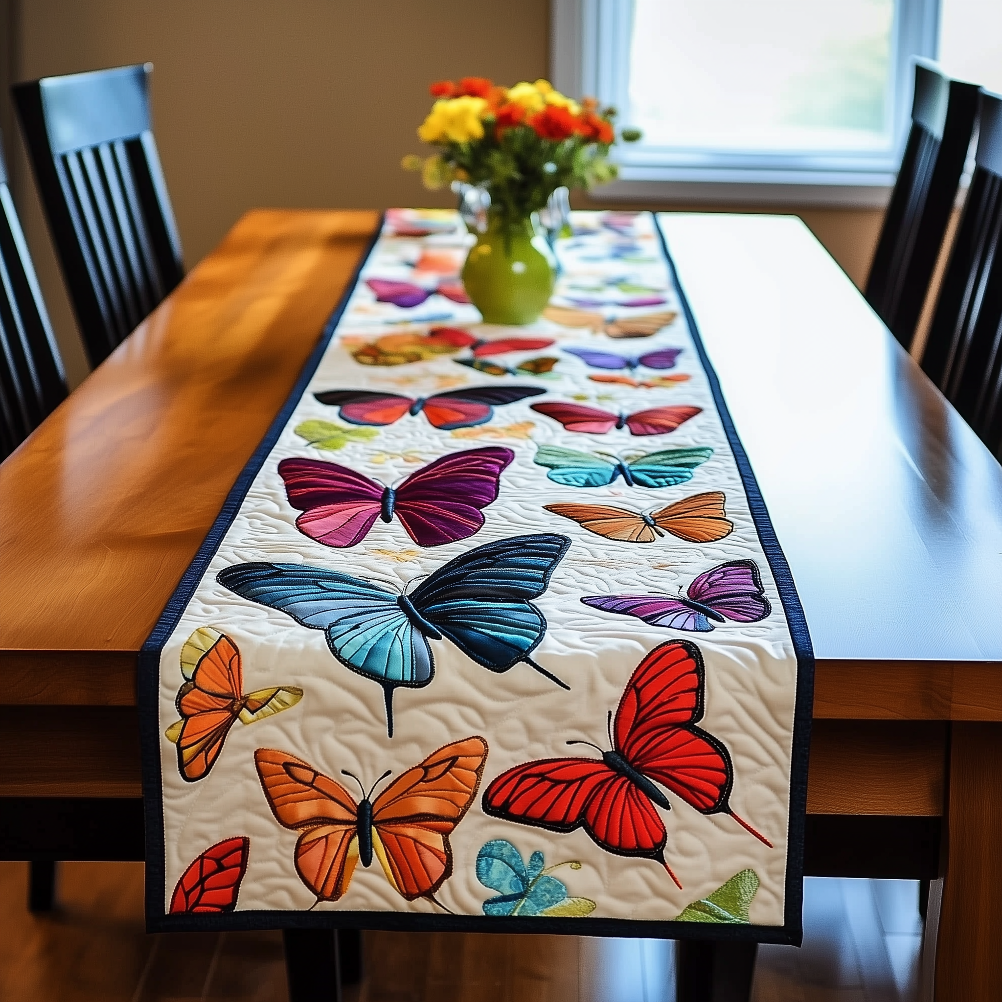 Midnight Butterflies Quilted Table Runner Modern Dining Table Christmas Butterfly Items For Gifts
