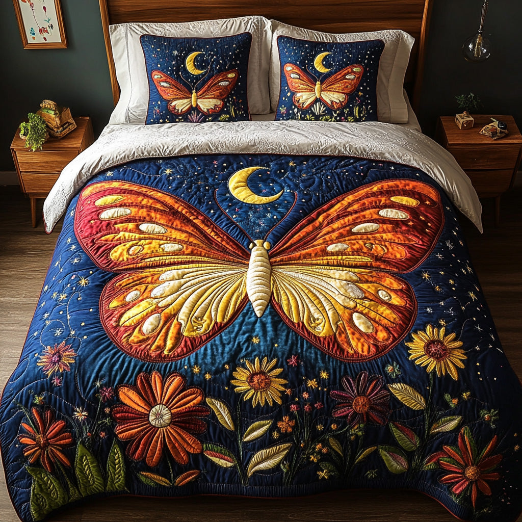 Midnight Butterfly Quilted Bedding Set Duvet Cover Bedspread Novelty Butterfly Gifts