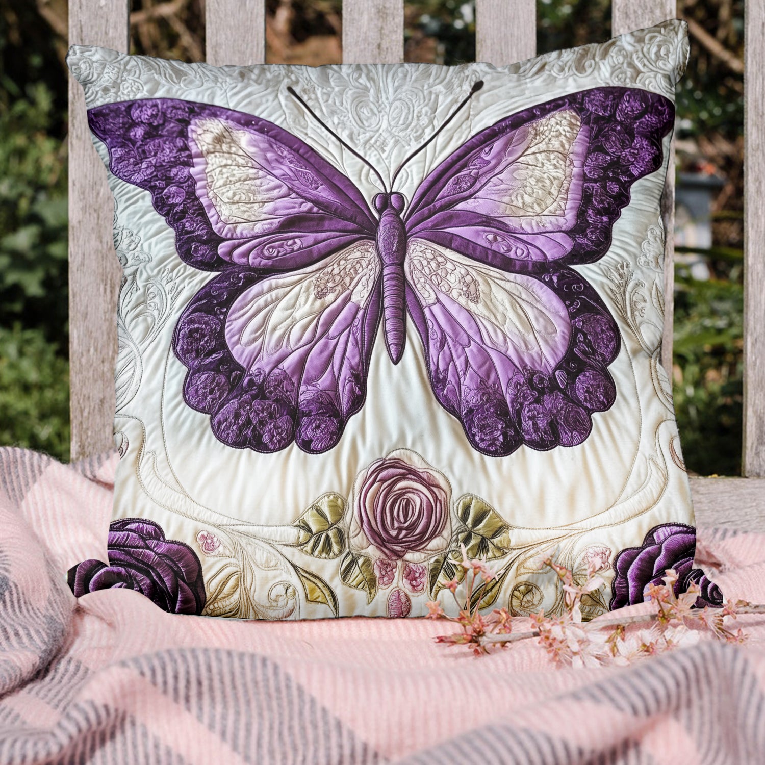 Midnight Butterfly Quilted Pillow Case Winter Pillow Cover
