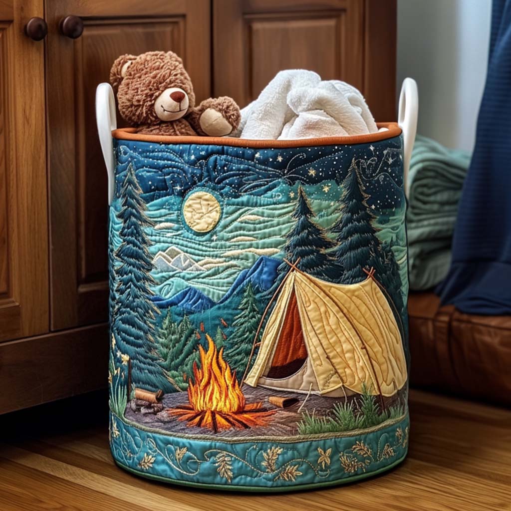 Midnight Camp Quilted Laundry Basket Holiday Merch Gift