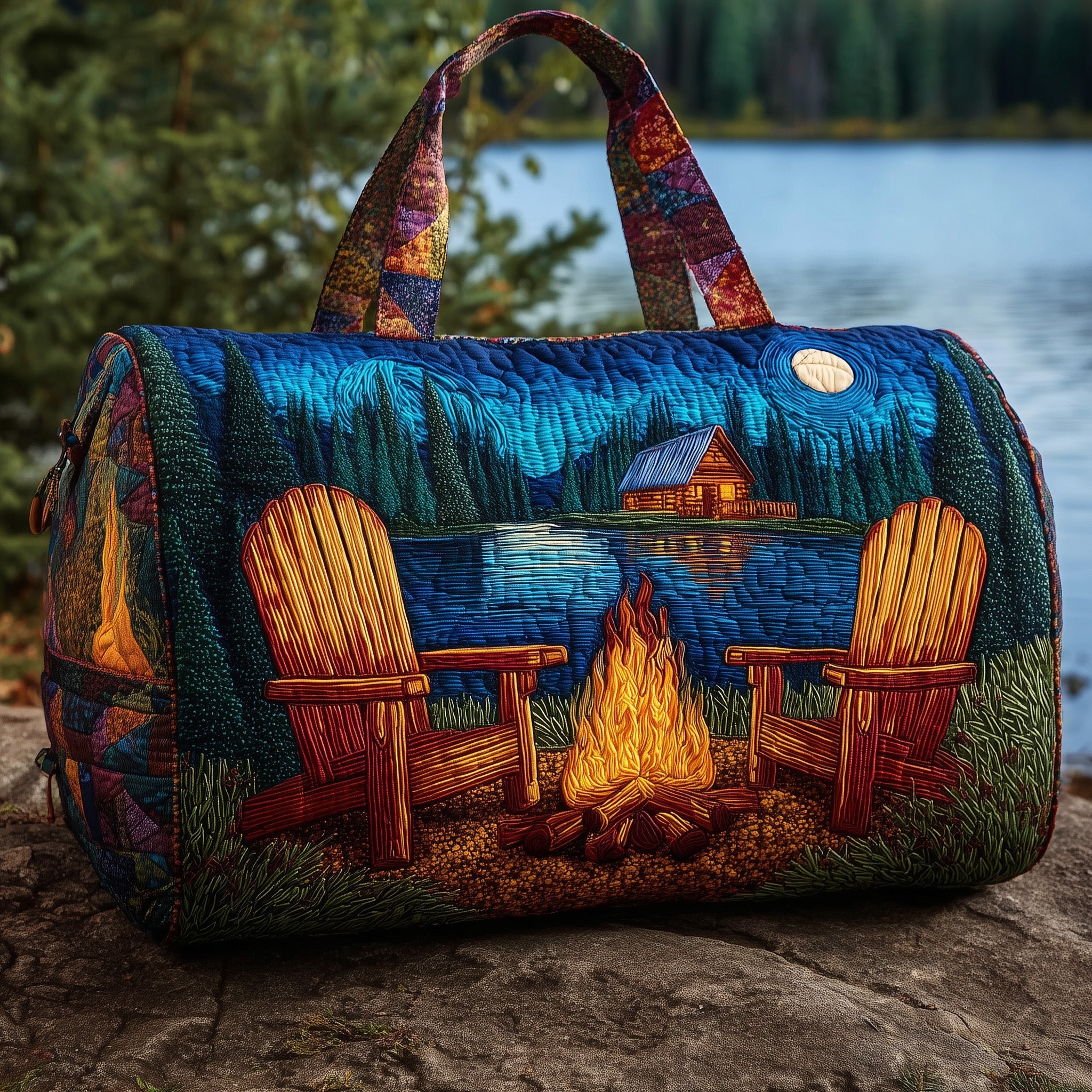 Midnight Campsite Quilted Duffle Bag For Everyday Use