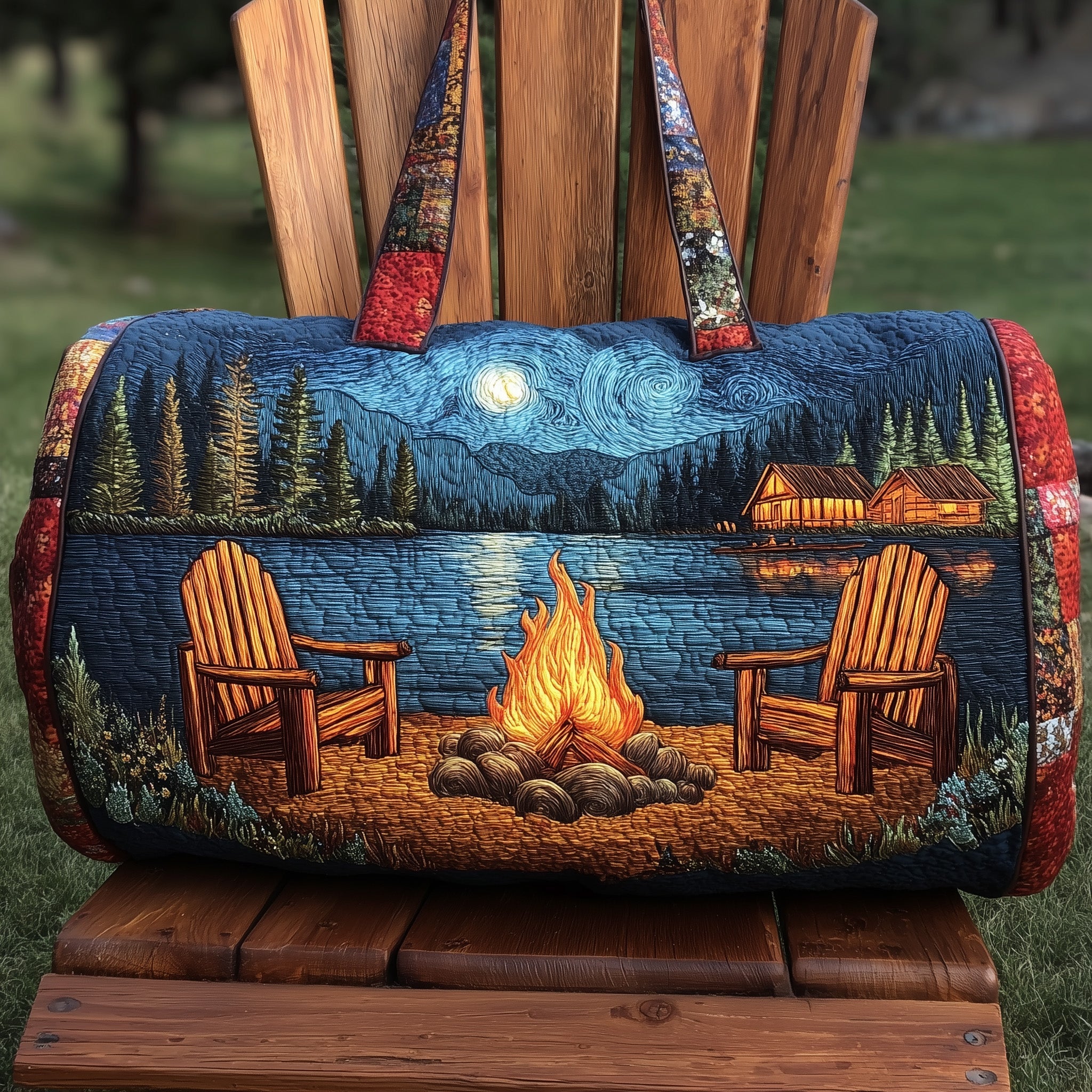 Midnight Campsite Quilted Duffle Bag Gift For Family