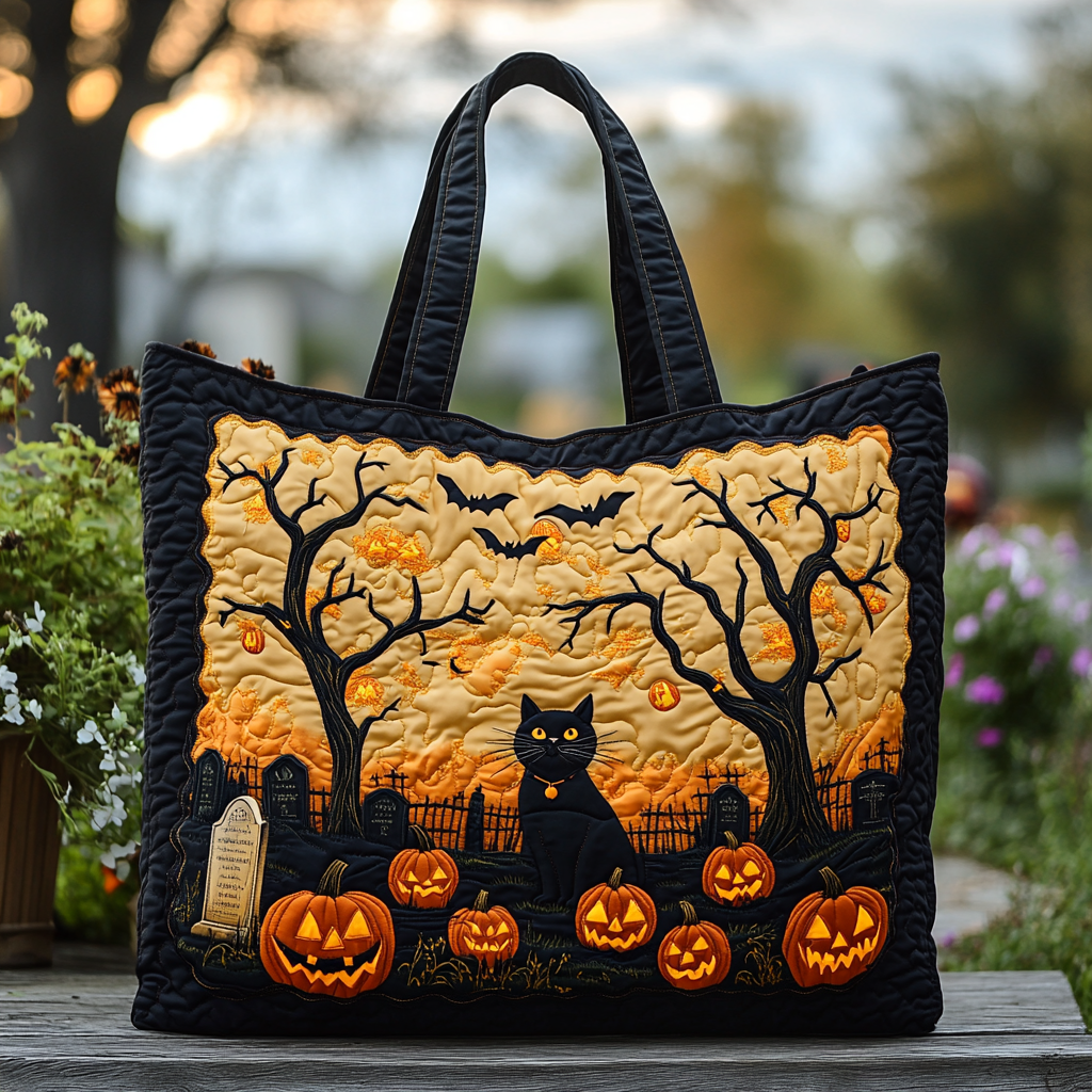 Midnight Cat Quilted Tote Bag Awesome Cat Gifts