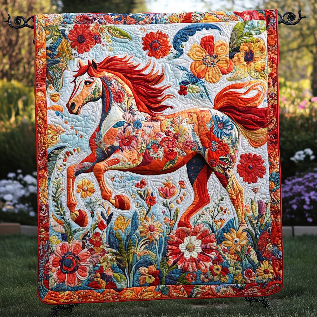 Midnight Charger Quilted Blanket Equine Gifts For Horse Lovers