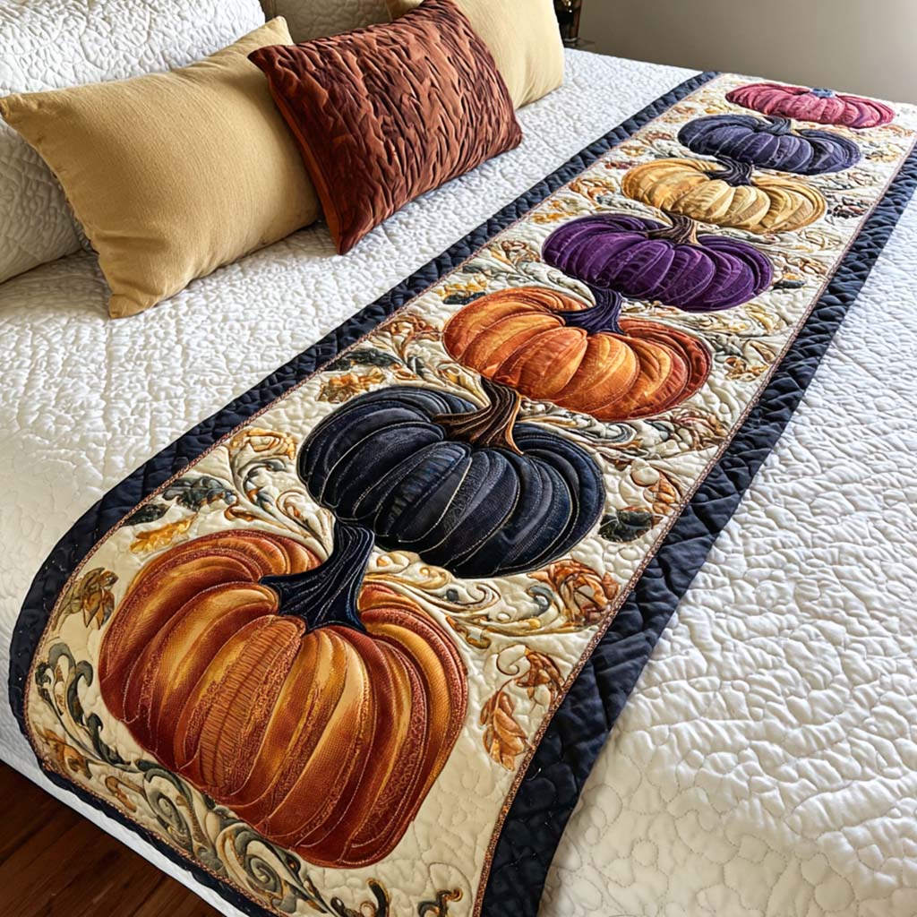 Midnight Charm Quilted Bed Runner Cool Bedroom Decor Unique Halloween Gifts