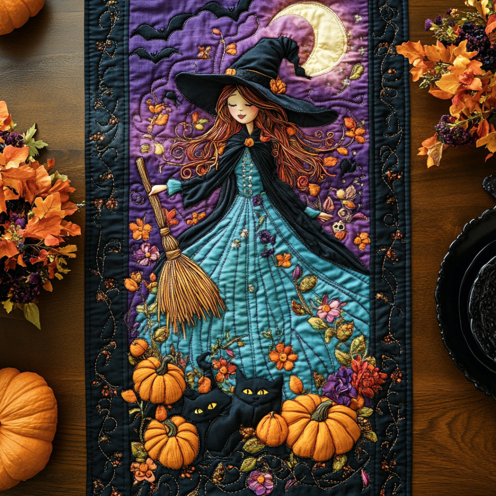 Midnight Charm Quilted Table Runner Festive Table Runners Halloween Dining Table Decor