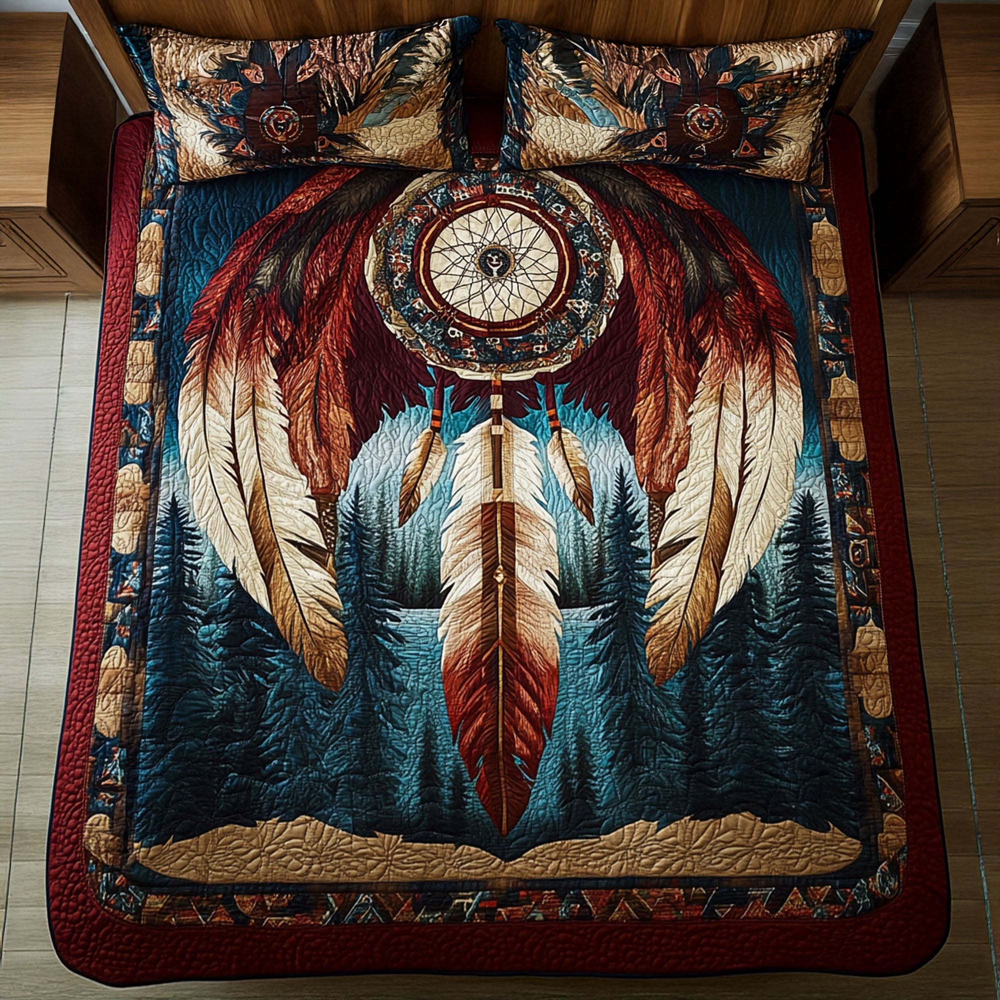 Midnight Circle Quilted Bedding Set Holiday Duvet Cover Set Native Gifts For Men