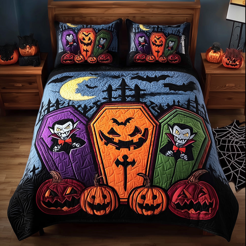 Midnight Coffins Quilted Bedding Set Halloween Bedding Sets Unique Ideas For Family