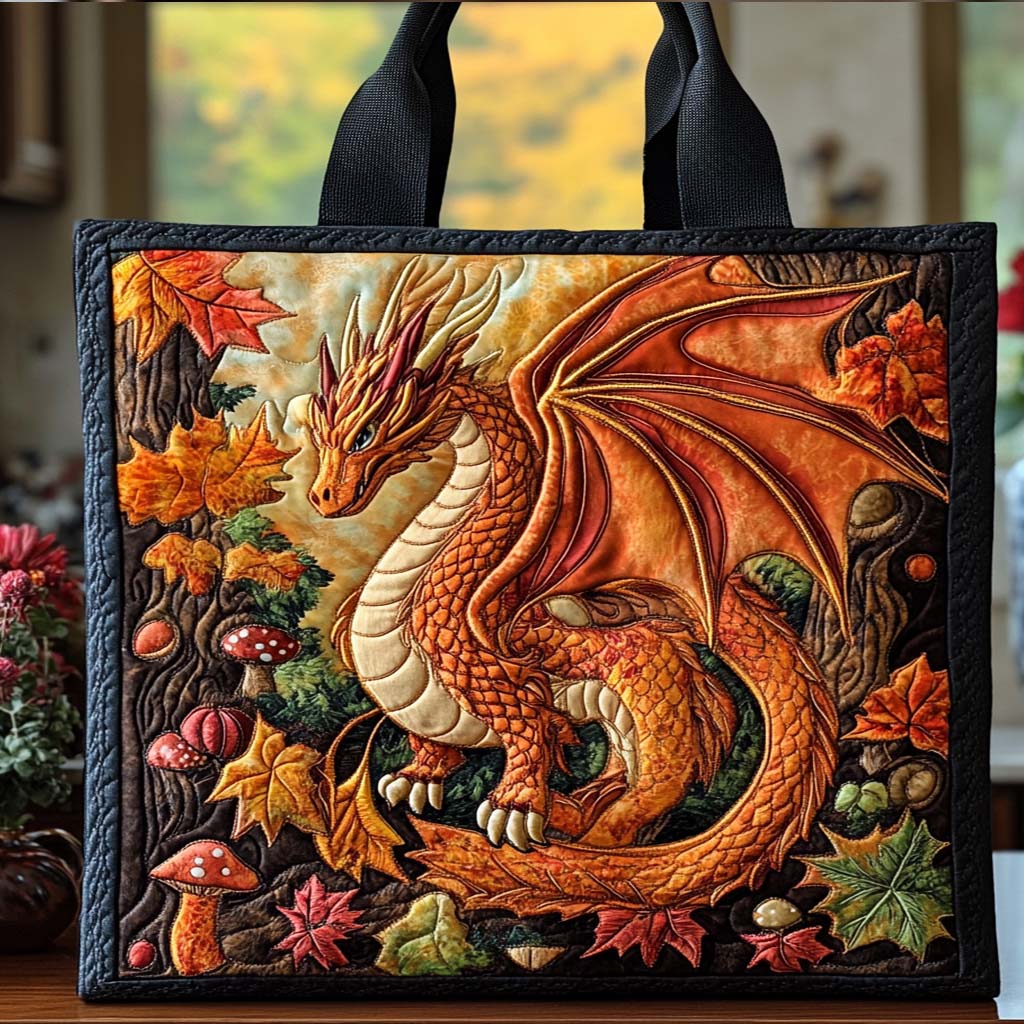 Midnight Dragon Sky Quilted Tote Bag Unique Dragon Gifts