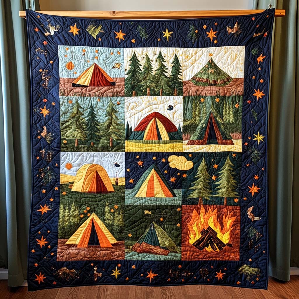Midnight Fire Quilted Blanket Unique Camping Gifts