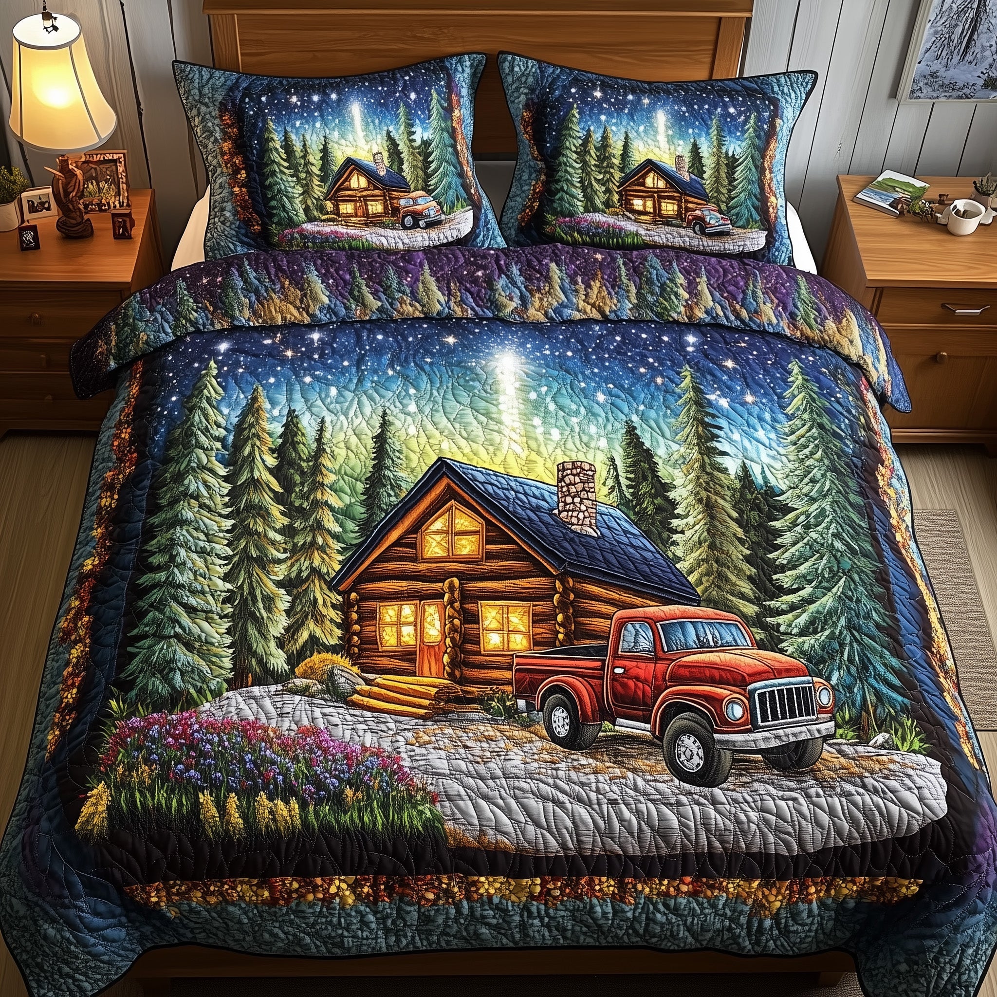 Midnight Forest Quilted Bedding Set Duvet Cover Merchandise Best Anniversary Gifts For Couples