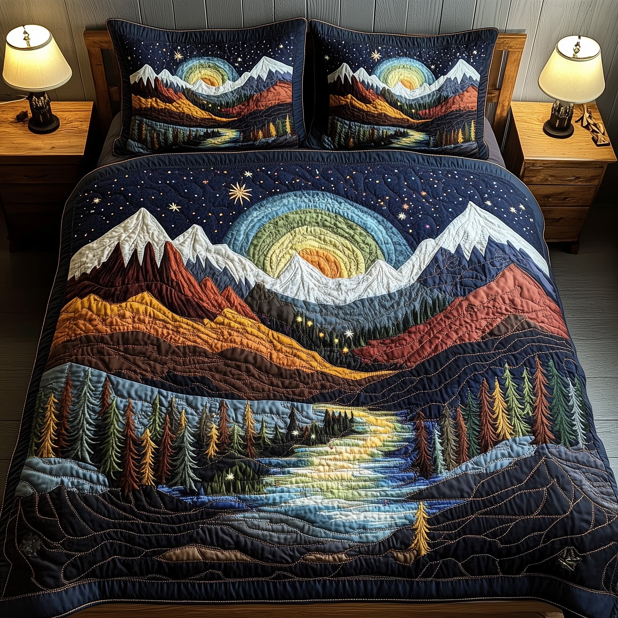 Midnight Forest Quilted Bedding Set Duvet Cover Merchandise Budget Christmas Gifts For Family