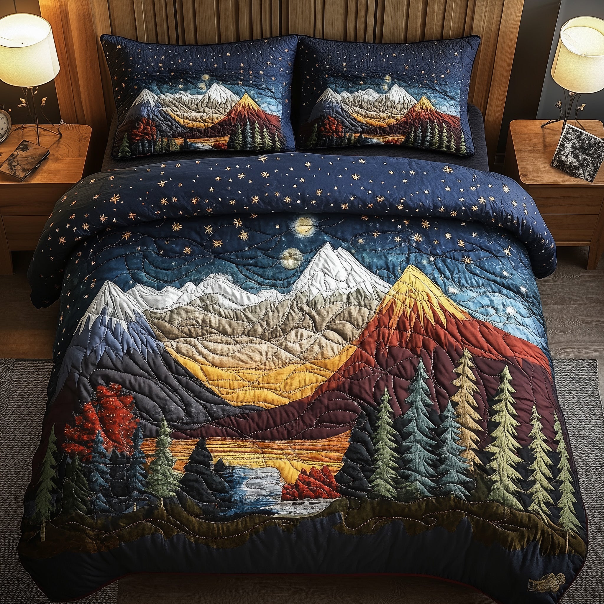 Midnight Forest Quilted Bedding Set Duvet Cover Merchandise Christmas Gift Ideas For A Large Family