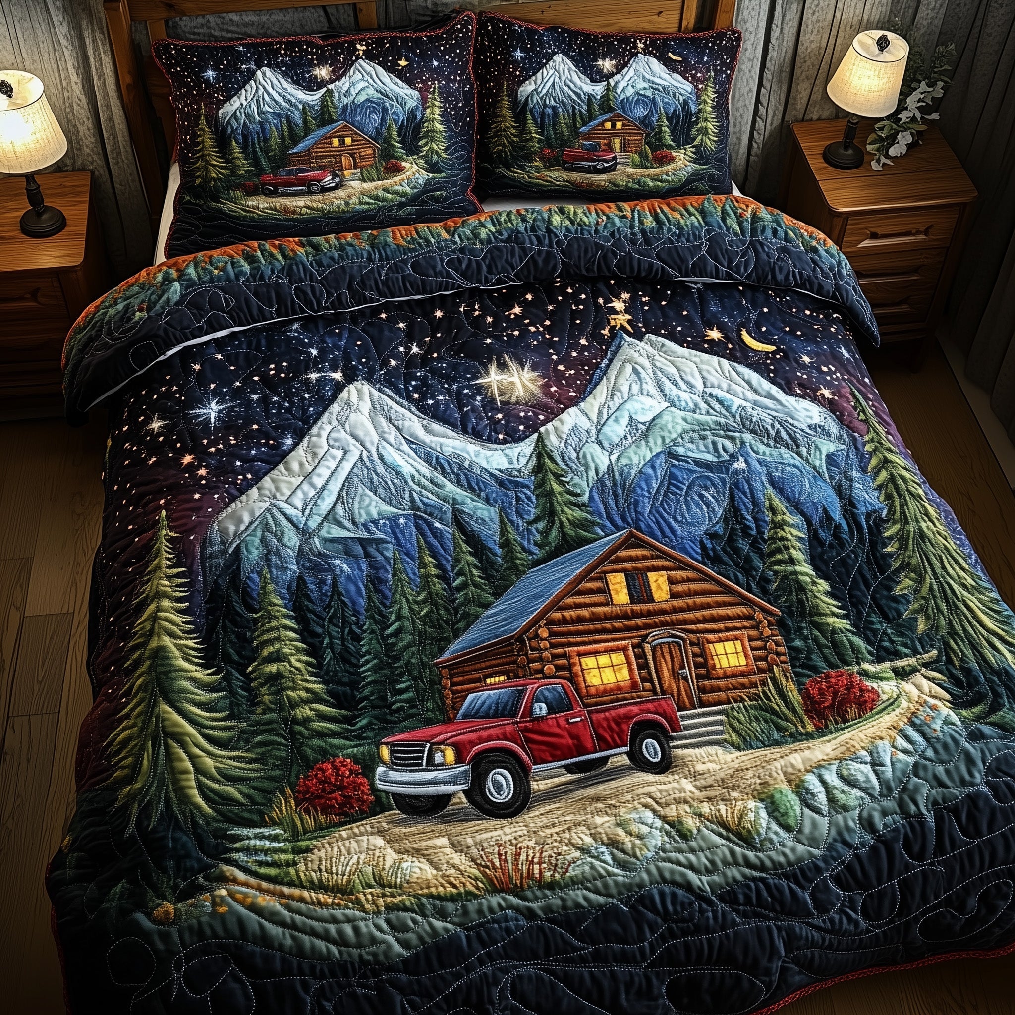 Midnight Forest Quilted Bedding Set Duvet Cover Merchandise Christmas Gift Ideas For Couples