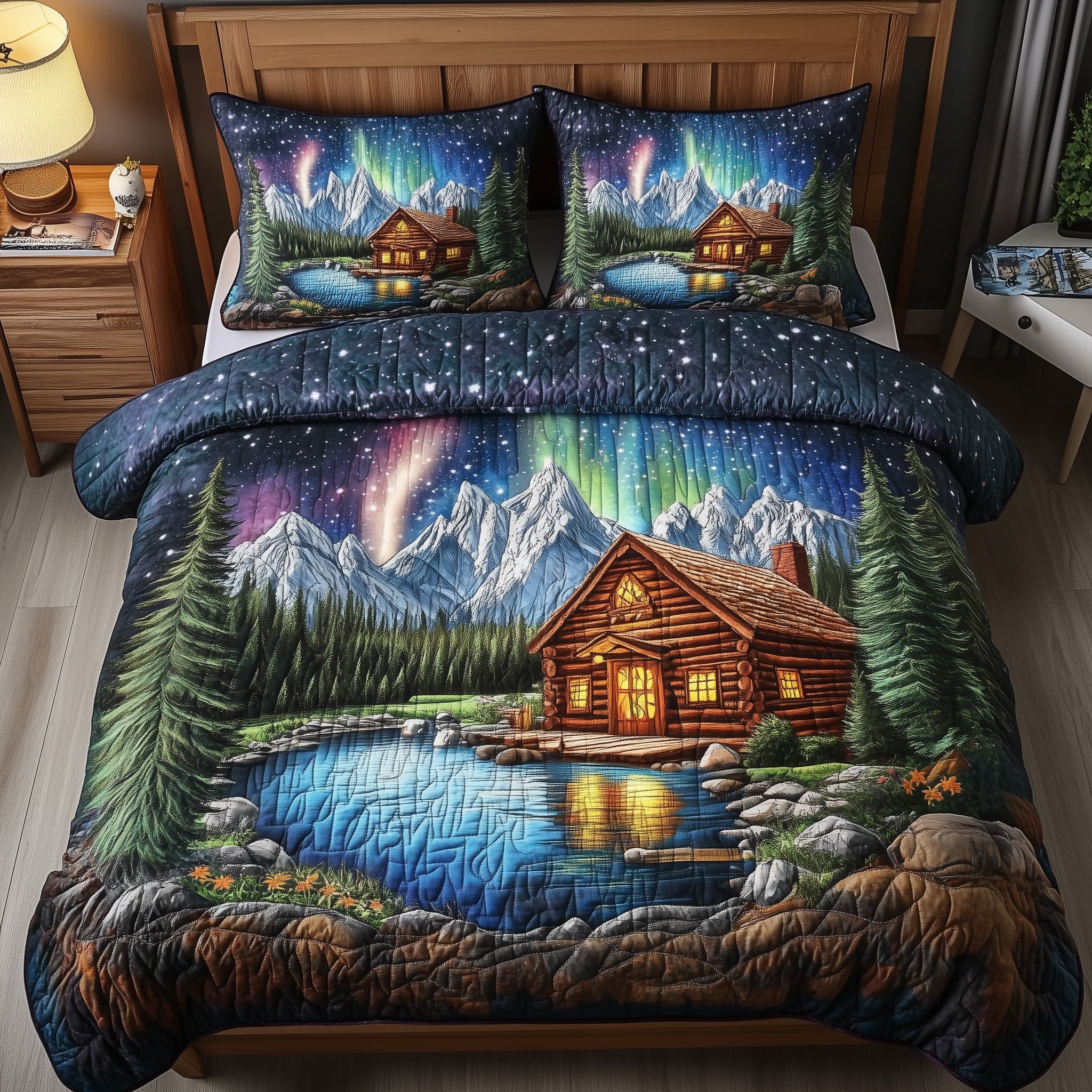 Midnight Forest Quilted Bedding Set Duvet Cover Merchandise Christmas Gifts For Couples