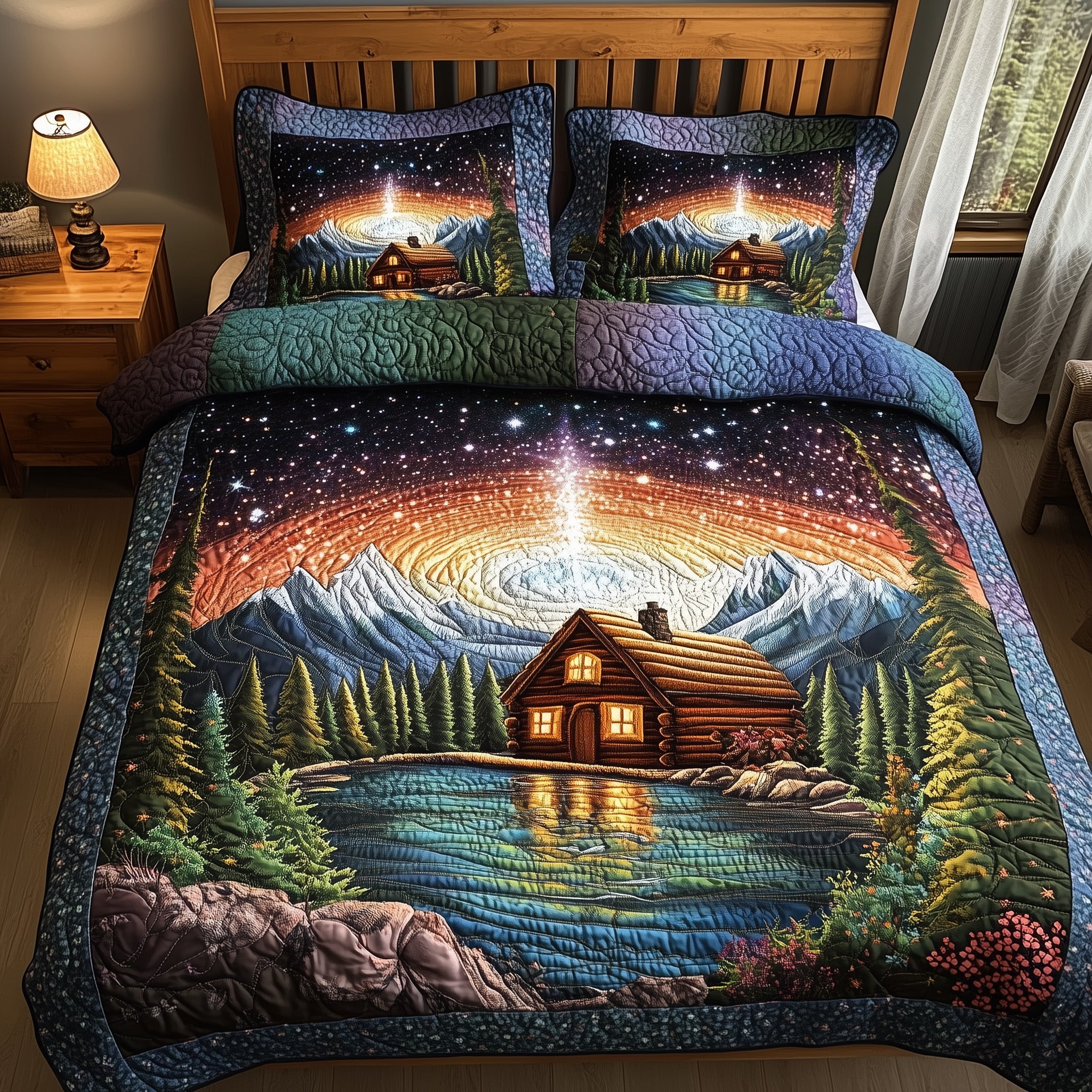 Midnight Forest Quilted Bedding Set Duvet Cover Merchandise Christmas Gifts For Family And Friends