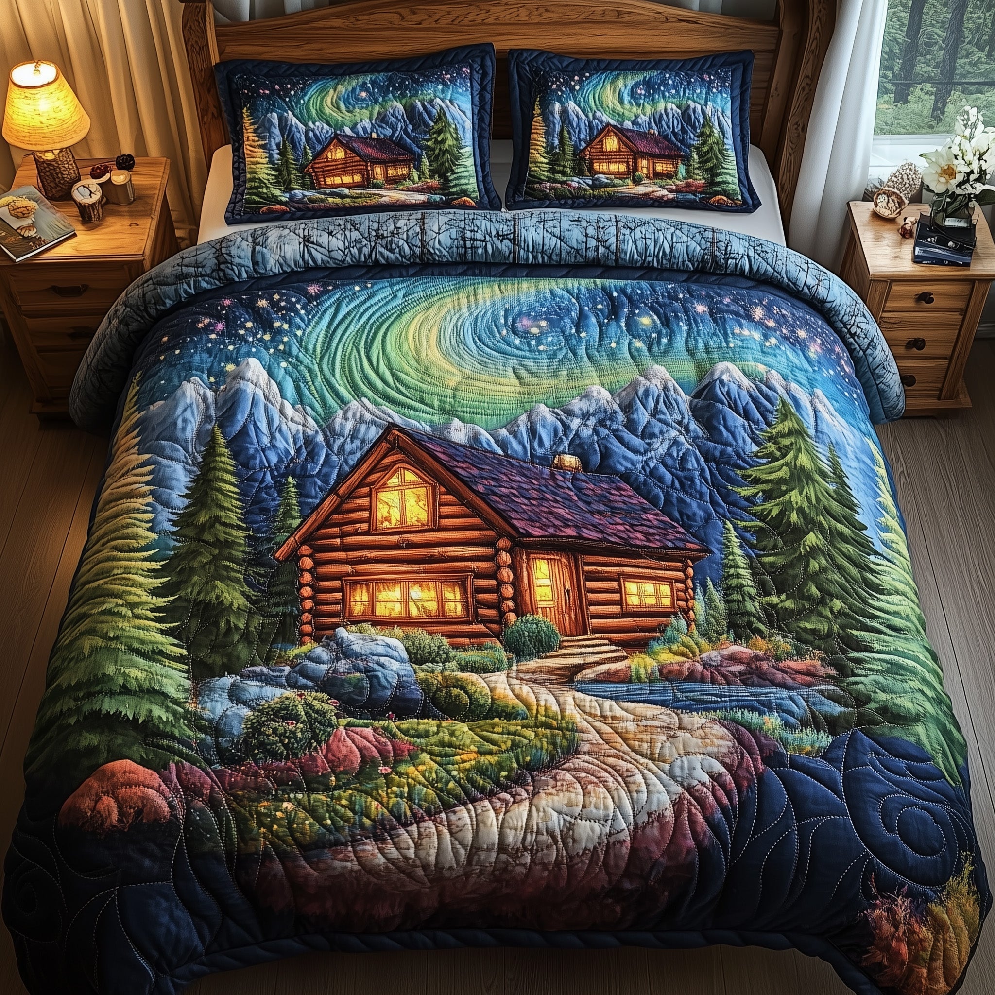 Midnight Forest Quilted Bedding Set Duvet Cover Merchandise Christmas Gifts For Parent In Laws
