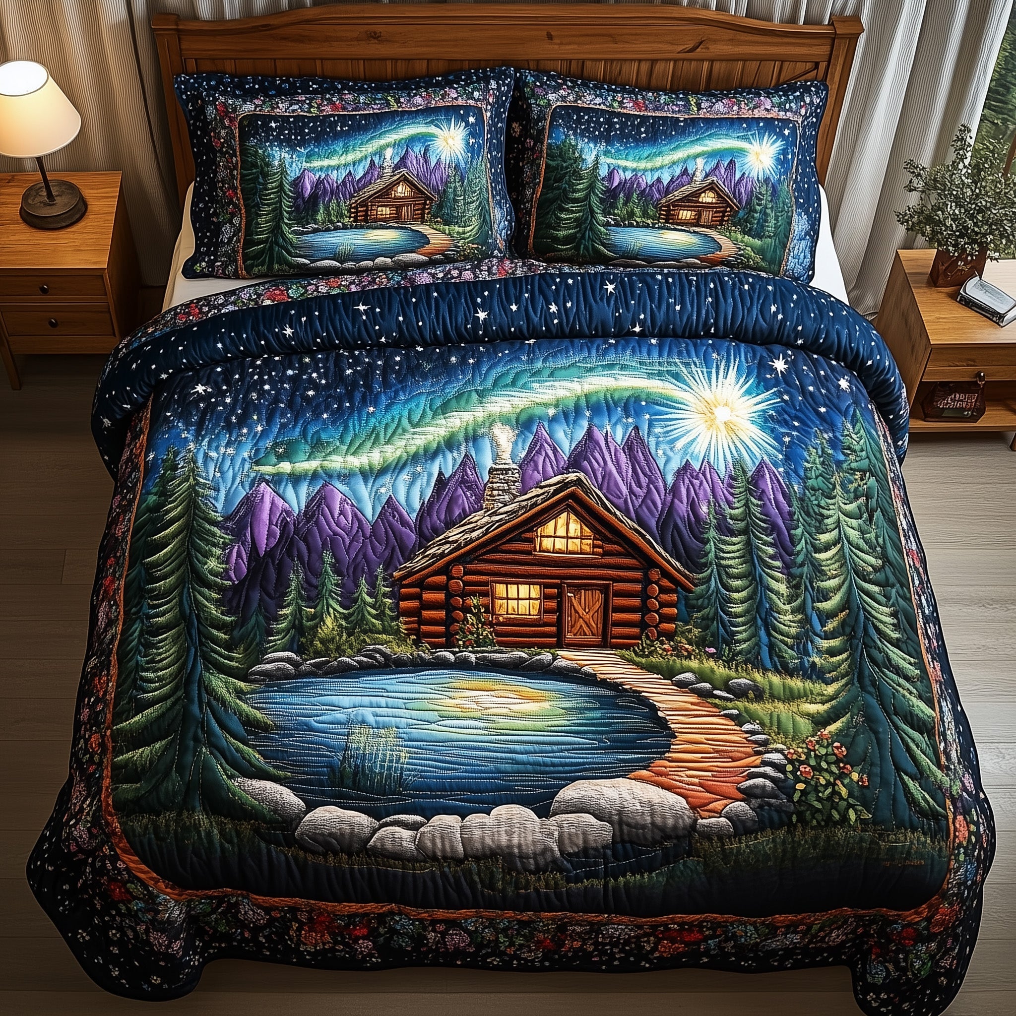 Midnight Forest Quilted Bedding Set Duvet Cover Merchandise Christmas Presents For Family Friends