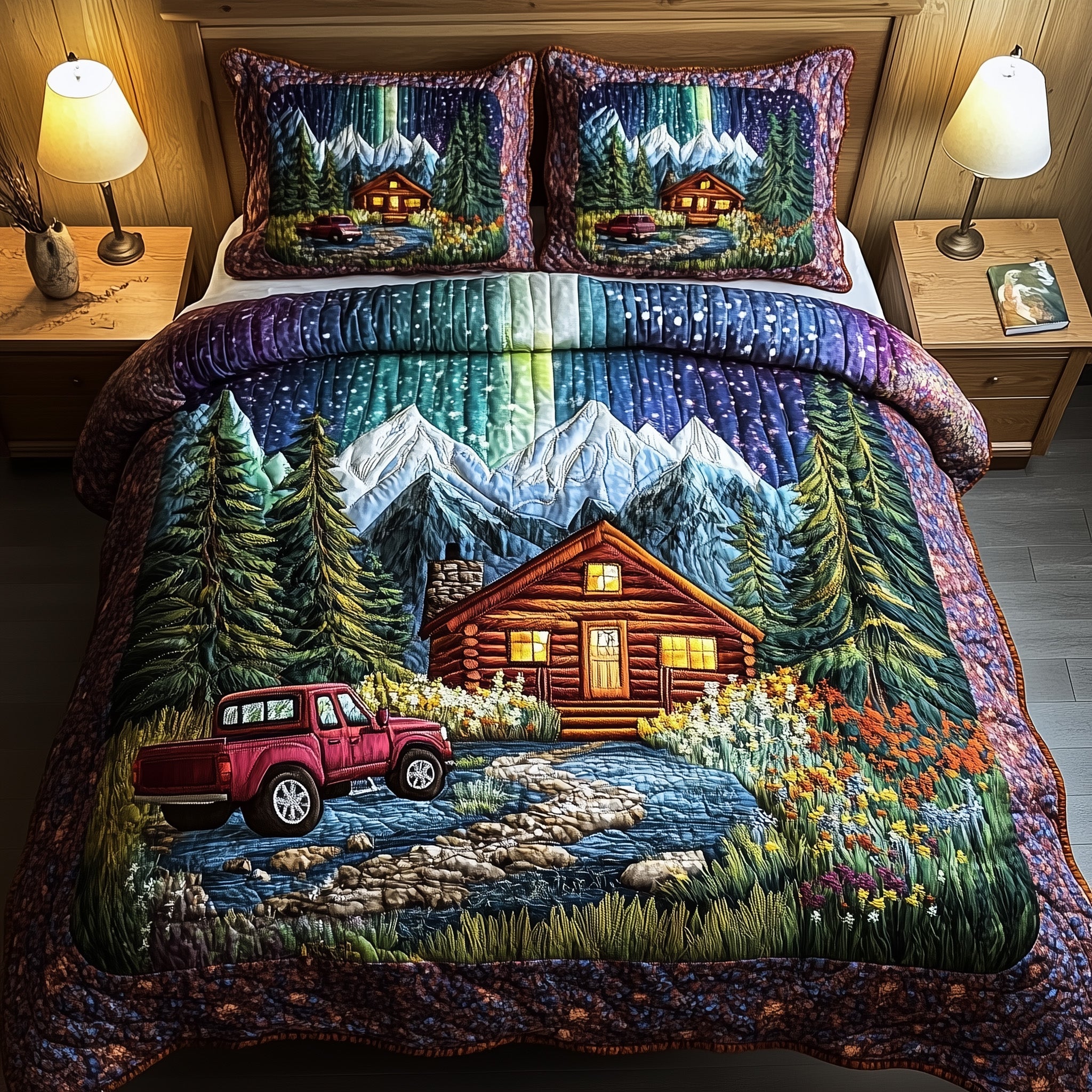 Midnight Forest Quilted Bedding Set Duvet Cover Merchandise Cute Couple Gifts