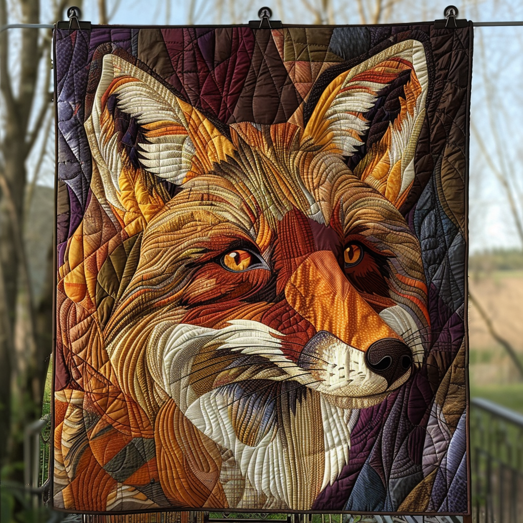 Midnight Fox Quilted Blanket Bed Christmas Decor Unique Gifts For Fox Lovers
