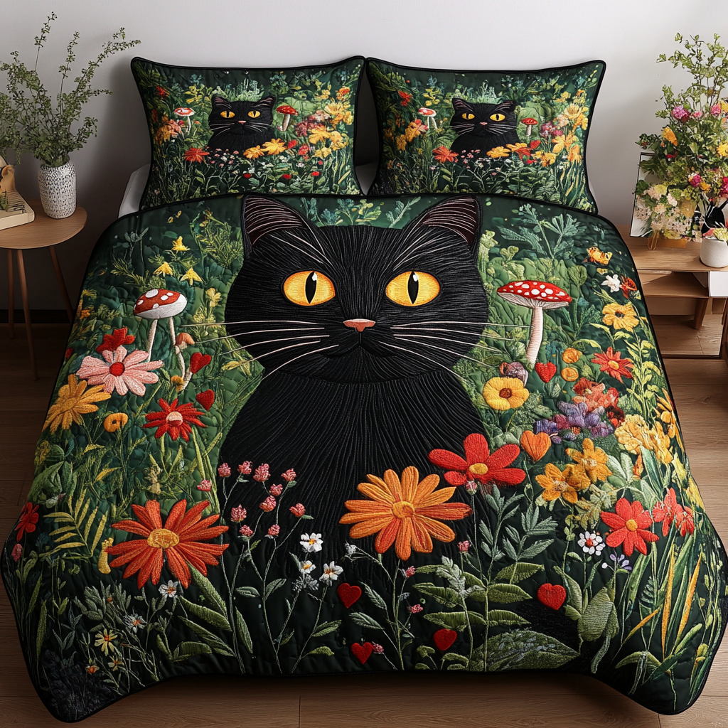 Midnight Garden Guardian Quilted Bedding Set Home Comfort Bedding Set That Everyone Will Love