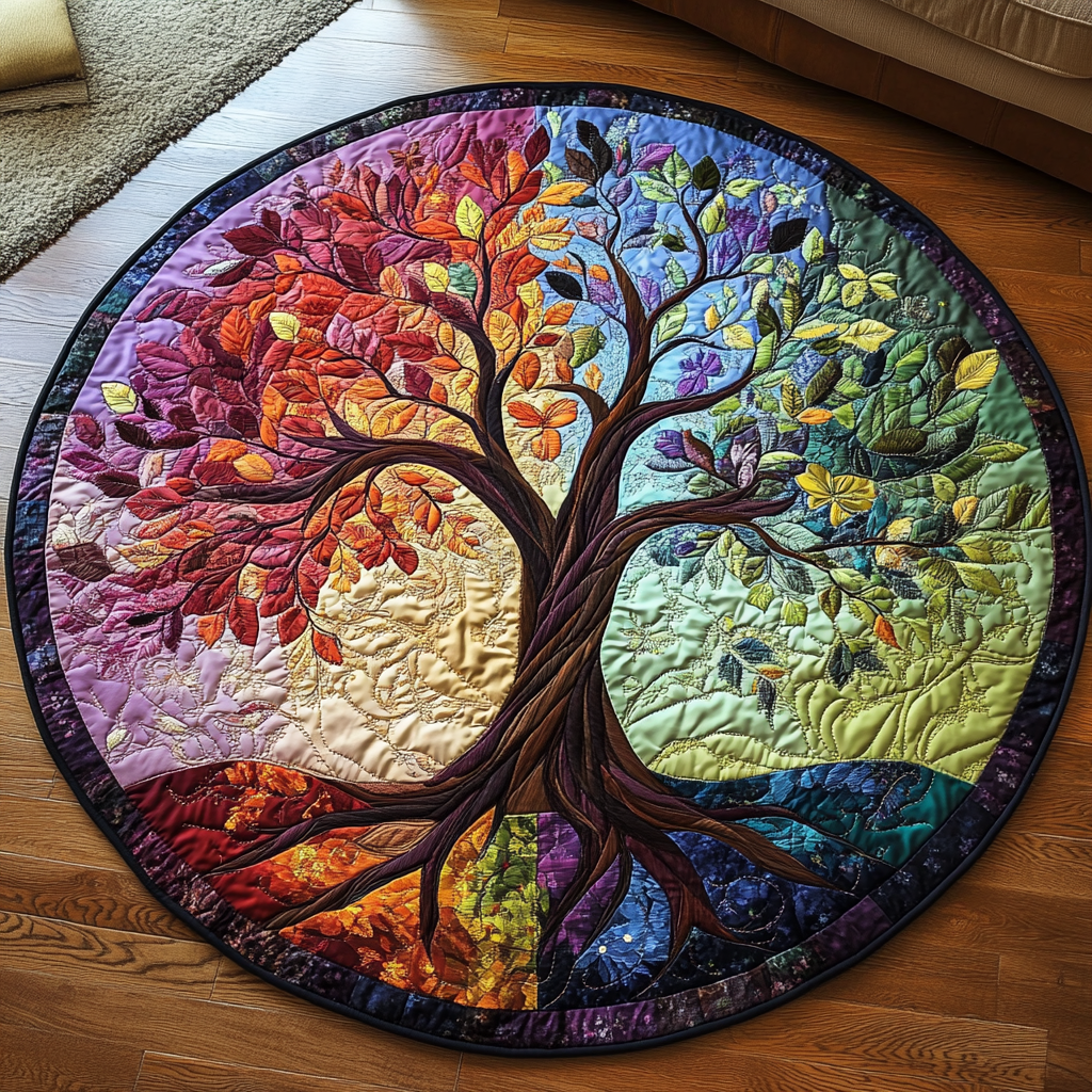 Midnight Garden Quilted Round Mat Foyer Christmas Decor Christmas Present For Adult Son