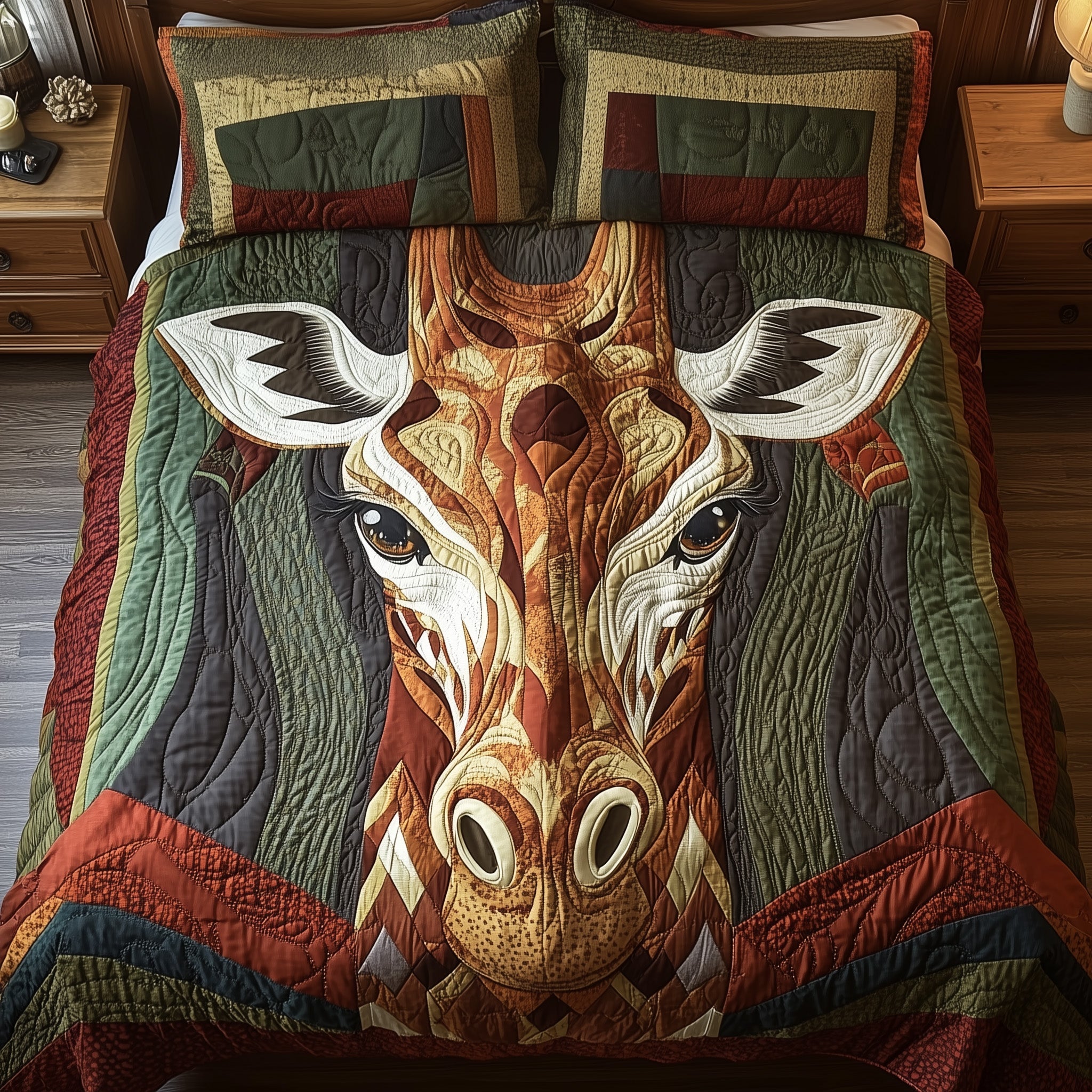 Midnight Giraffe Quilted Bedding Set Duvet Cover Bedspread Xmas Gift Ideas For Her