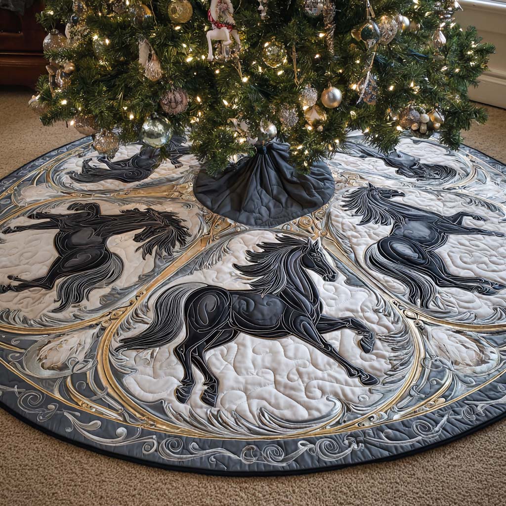 Midnight Grace Quilted Tree Skirt Home Essential Gift Quilted Tree Skirt with Style