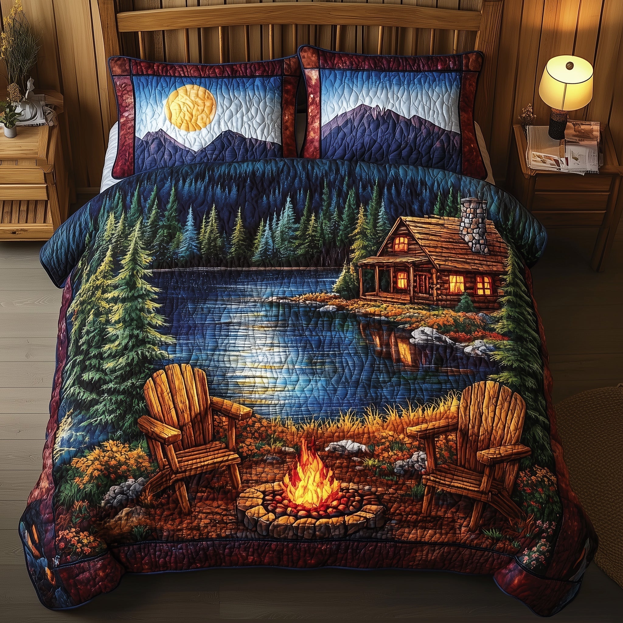 Midnight Harmony Quilted Bedding Set Dark Elegant Bedroom Decor Best Gift For Her