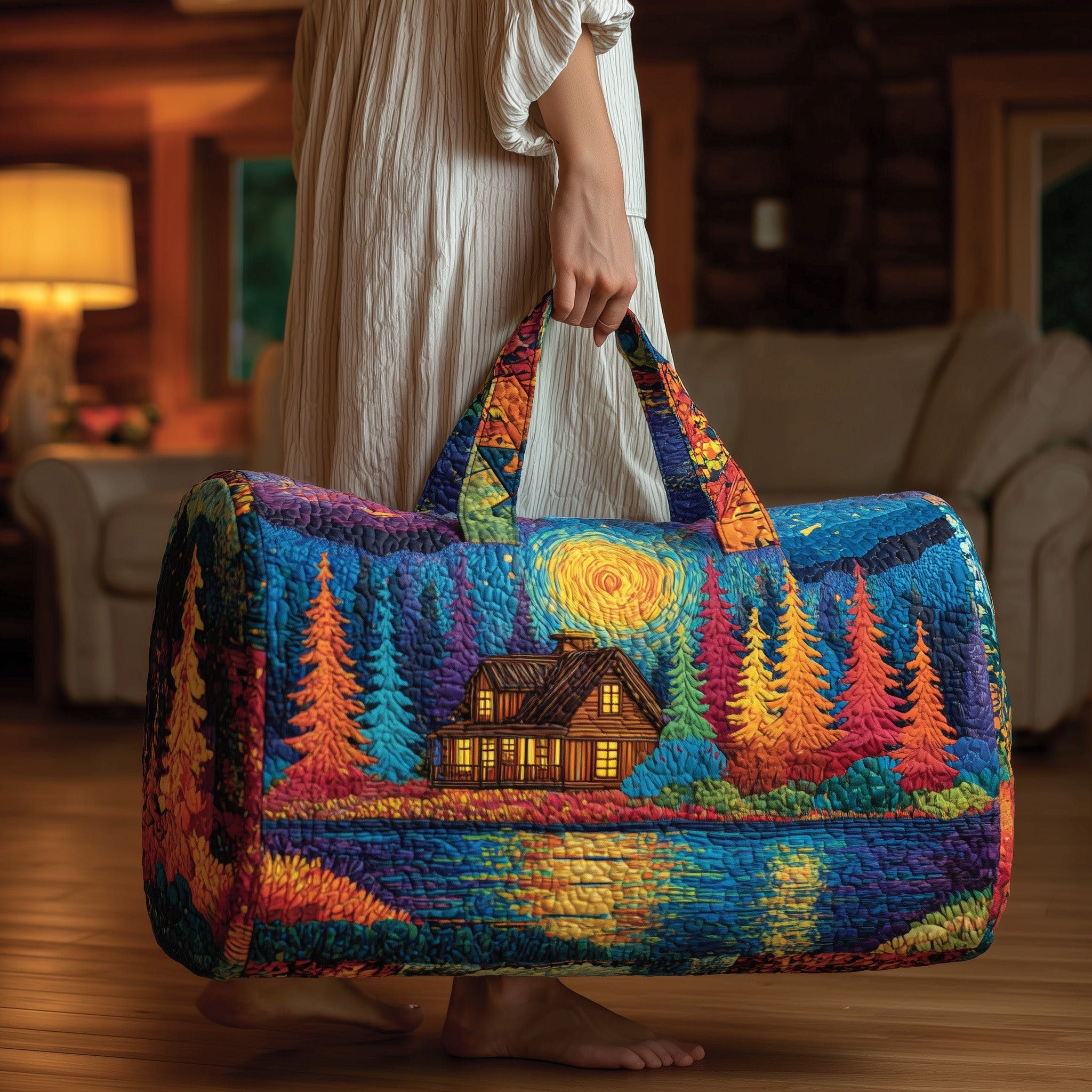 Midnight Harmony Quilted Duffle Bag For Weekend Trips