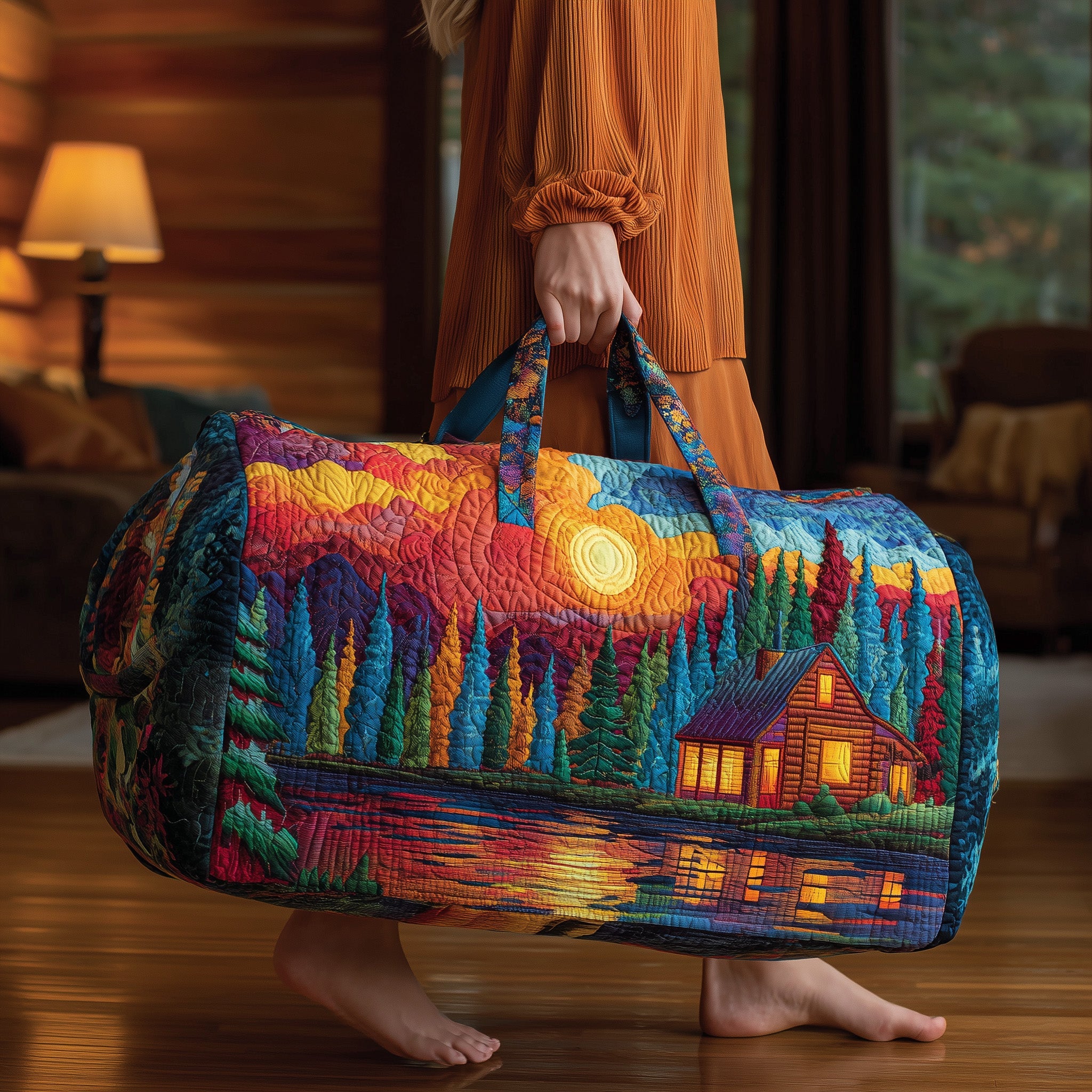 Midnight Harmony Quilted Duffle Bag For Work And Travel